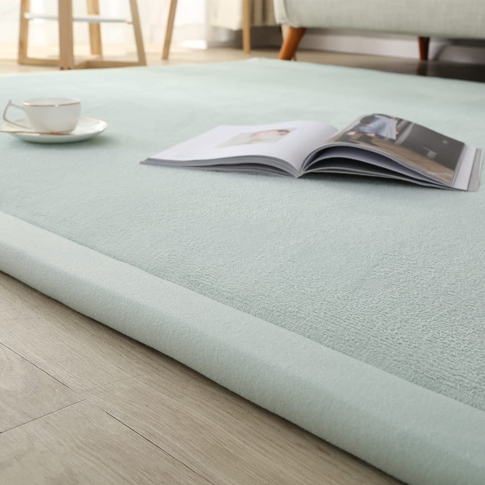 Loartee Coral Velvet Crawling Rugs (4'11"x6'7", Light Green) for Toddler Children Play Area Rugs Yoga Mat Exercise Pads Carpet