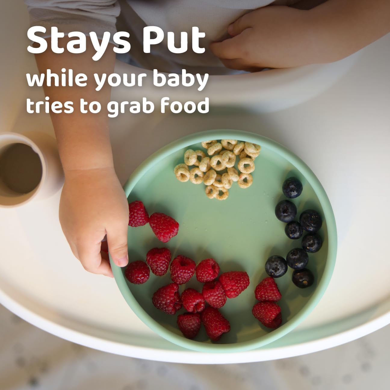 Solid Plate, Weighted Baby Toddler Plate, Silicone Plates for Baby, No-Division Kid Plates, Microwave & Dishwasher Safe Silicone Plate for Toddlers, No BPA, Oat Cream