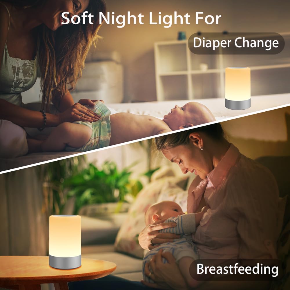 G Keni Nursery Night Light for Baby, Portable LED Touch Night Lamp for Kids and Adult, Breastfeeding, Sleep Aid, USB Rechargeable Nursing Lamp, Bedside Dimmable Warm Night Light, Soft Eye Caring
