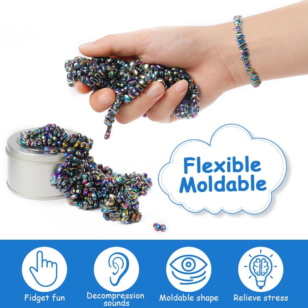 Magnetic Balls, Ferrite Putty, Over 550 PCS Ferrite Magnetic Putty Sensory Toys, Fidget Toys for Adults, Desk Magnetic Beads Desk Toys for Office Stress/Anxiety Relief with Box (Colourful)