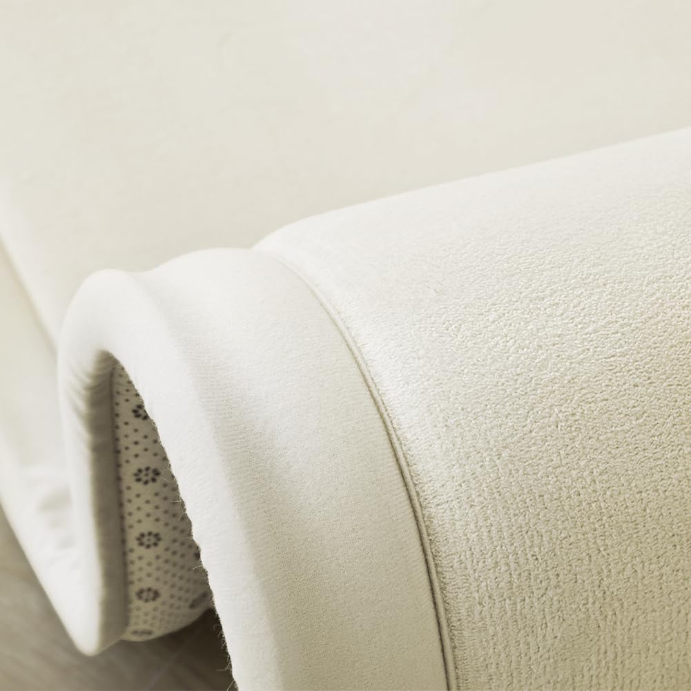 Loartee Coral Velvet Crawling Rug (6'7"x6'7", Beige) for Toddler Children Play Area Rug Yoga Mat Exercise Pad Carpet