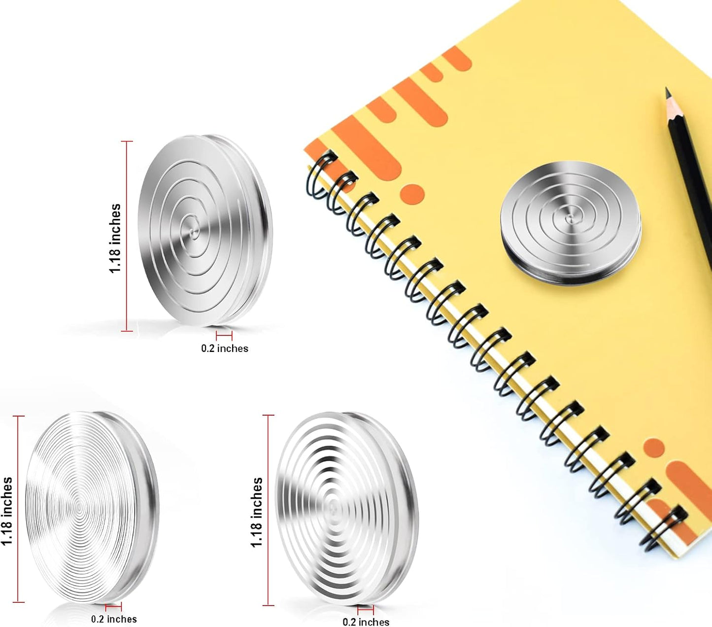 TOMAZON Kinetic Desk Spinning Toy, Stainless Steel Rotating Motion Coin, Optical Illusion Spinning Top for Office Anxiety Stress Relief, Portable ADHD Little Fidget Toys Gift for Adults & Kids(3 Pack)