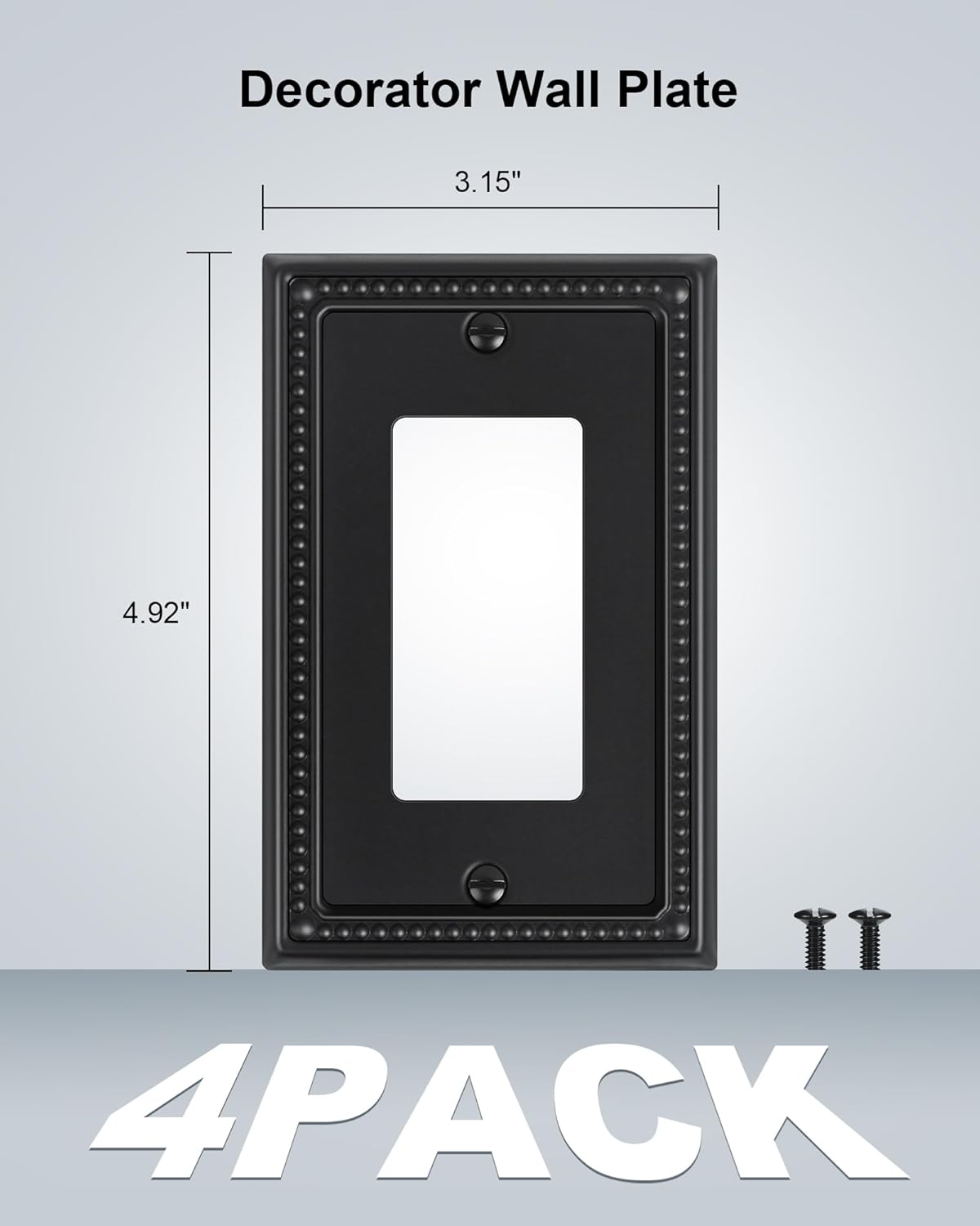4-Pack Decorator Outlet Cover Plate, Pearls Decorative Switch Plates and Outlet Covers, Black Metal Wall Plates for Electrical Outlets, Receptacle, GFCI Outlet, Dimmer Switch