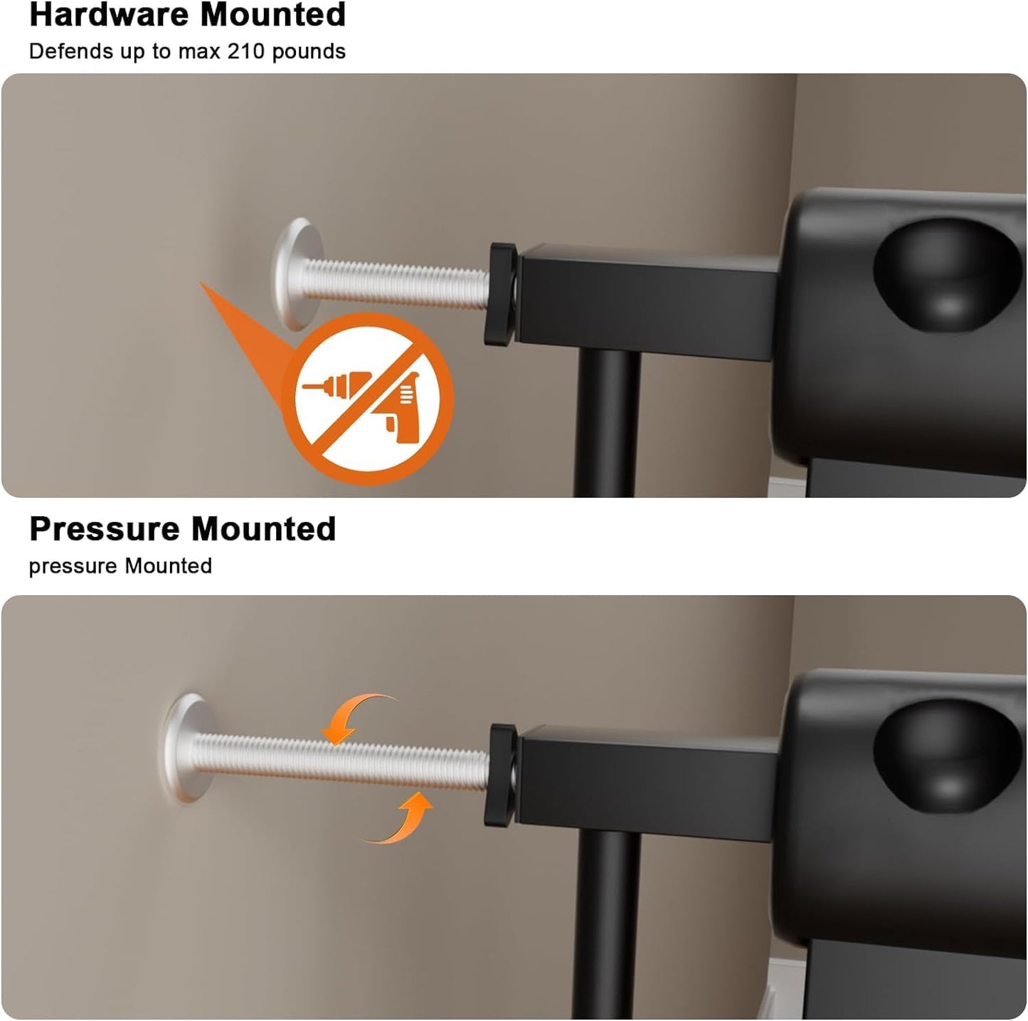 HOOEN 30" Tall Extra Wide Baby Gates for Doorways Stairs 86 to 105 Inch Large Long Pressure Mounted Dog Gates for The House Metal Tension Indoor Child Safety Gates for Kids or Pets