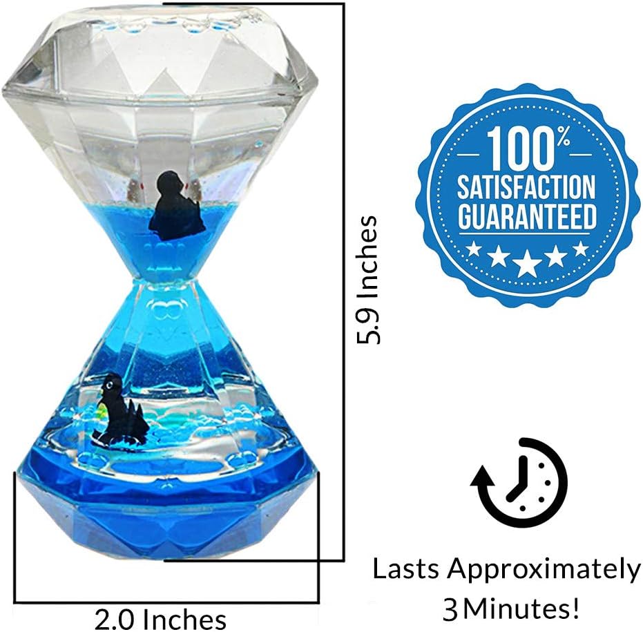 YUE MOTION Liquid Motion Bubbler Timer/Diamond Shaped Liquid Timer for Fidget Toy,Autism Toys, Children Activity, Calm Relaxing,Penguin Desk Toys and Home Ornament