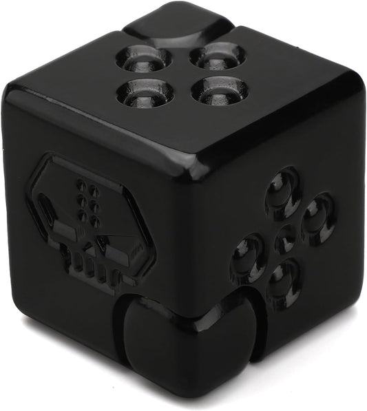 Cool Dice Infinity Cube Fidget Spinner Toy for Kid Adult, 2-in-1 Metal Fidget Block, Finger Gyro Toy, Magnetic Desktop Toy Gift for Men Father Boy (Black)