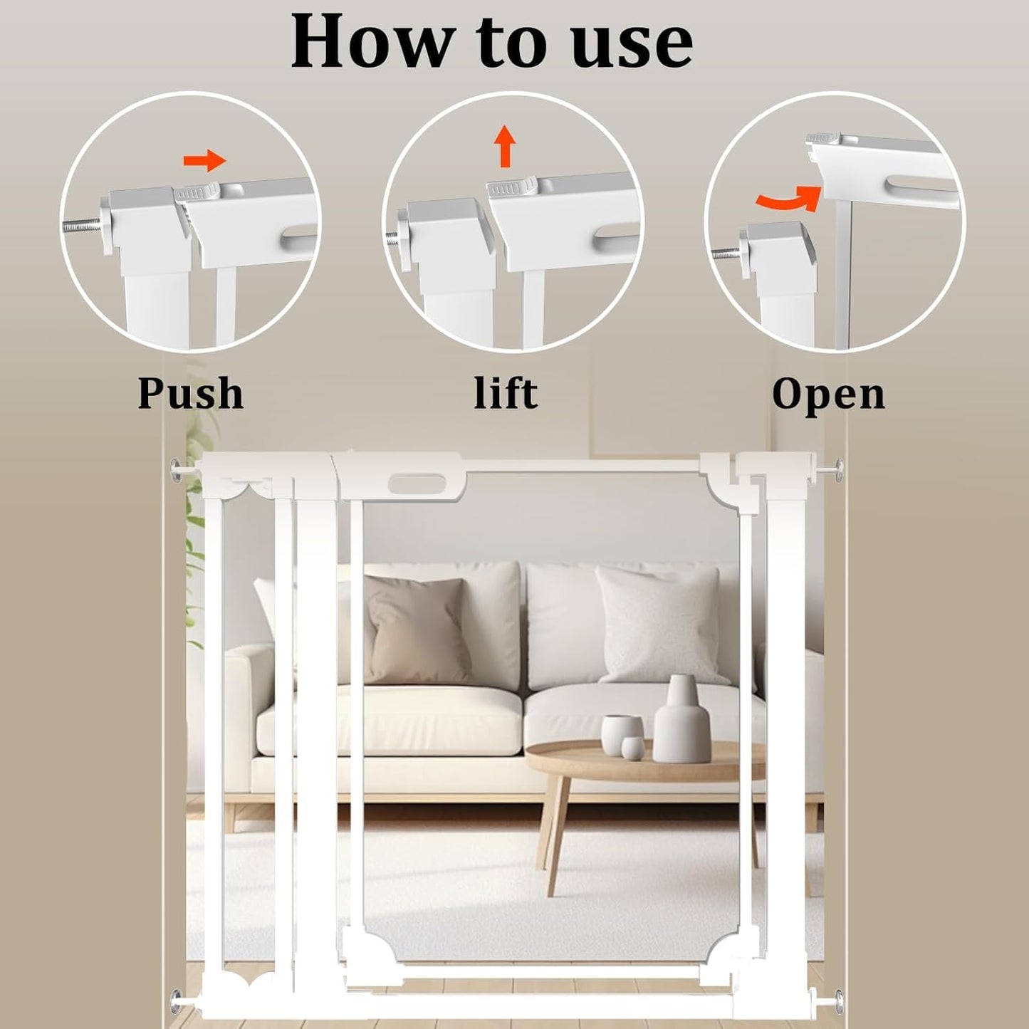 WAOWAO Clear Baby Gate for Stairs Modern Design Acrylic Auto Close Pet Gate, 29.52-47.24" Wide Safety Baby Gate for Doorways,White Clear Dog Gates Indoor, Hallways,Kitchen