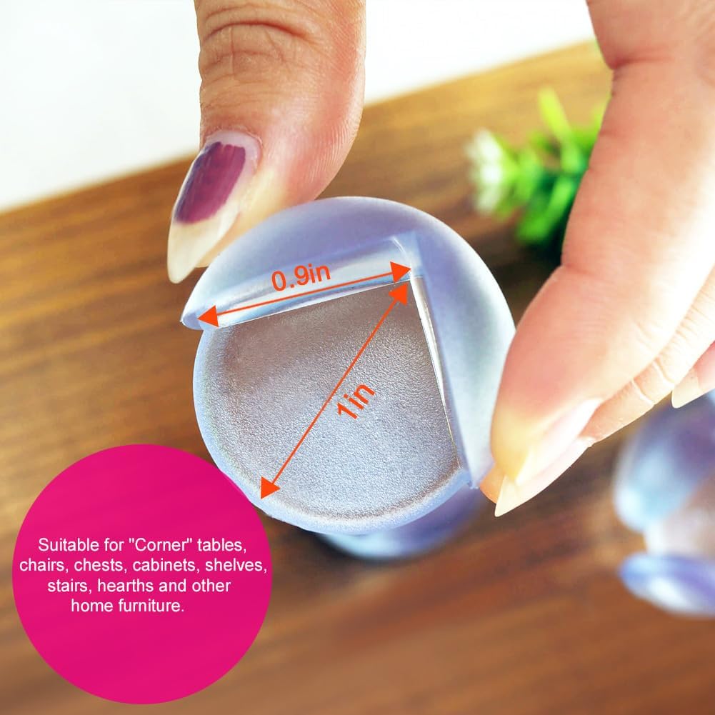 Matyz 16-Pack Clear Baby Proof Corner Guards - Ball Shape Edge Protectors for Furniture, Strong Adhesive, Smooth Surface, Easy Removal - Child Safety Bumpers for Tables, Cabinets