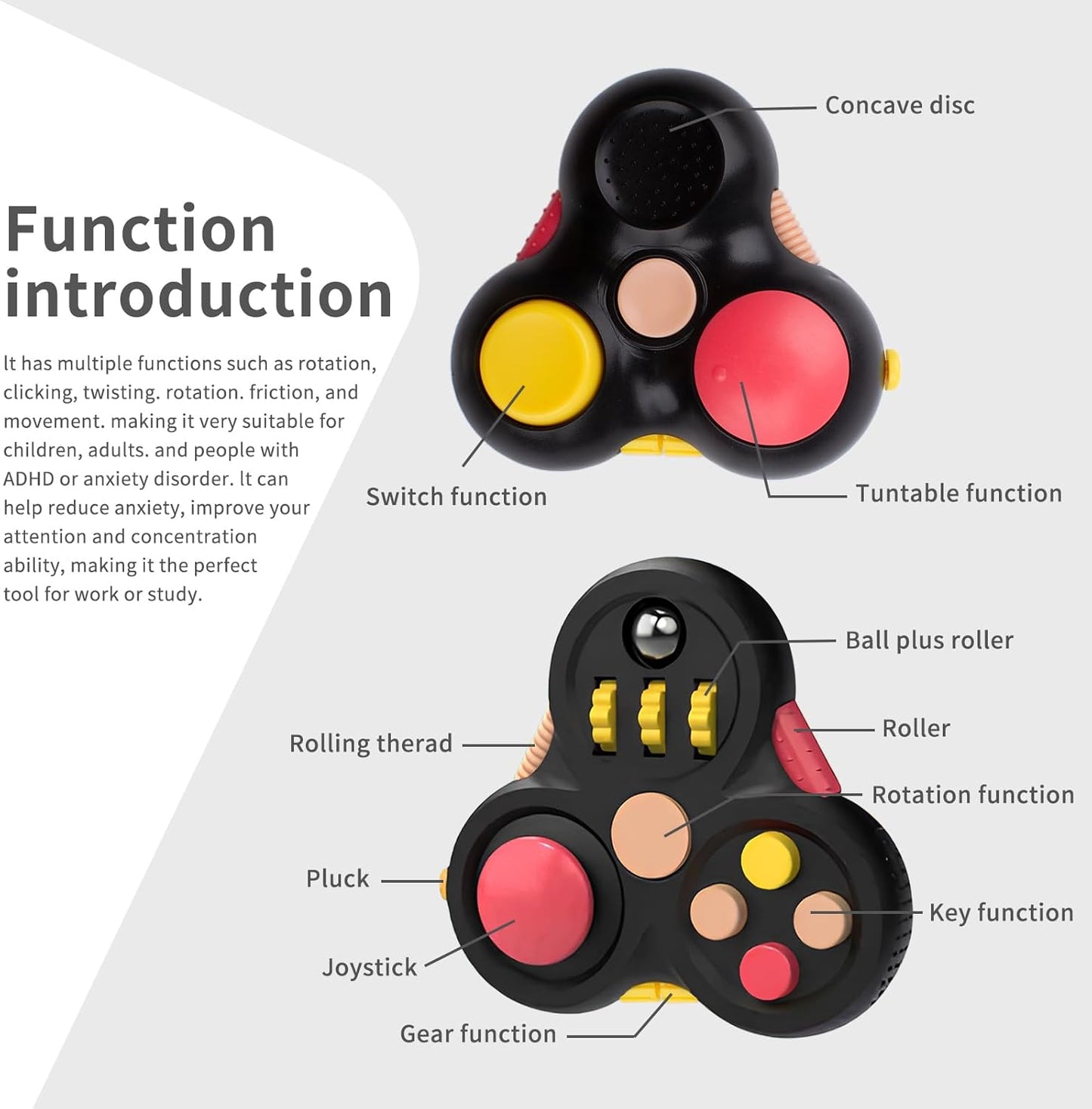 Fidget Toys Adults,3Pcs Fidget Pad Fidgets,Autism Figette Cubes,Cool Fidget Clicker Controller Desk Toys,Anxiety Relief Stress ADHD Toys,Sensory Fidget Cubes Gifts for Kids Teens Boys(B)