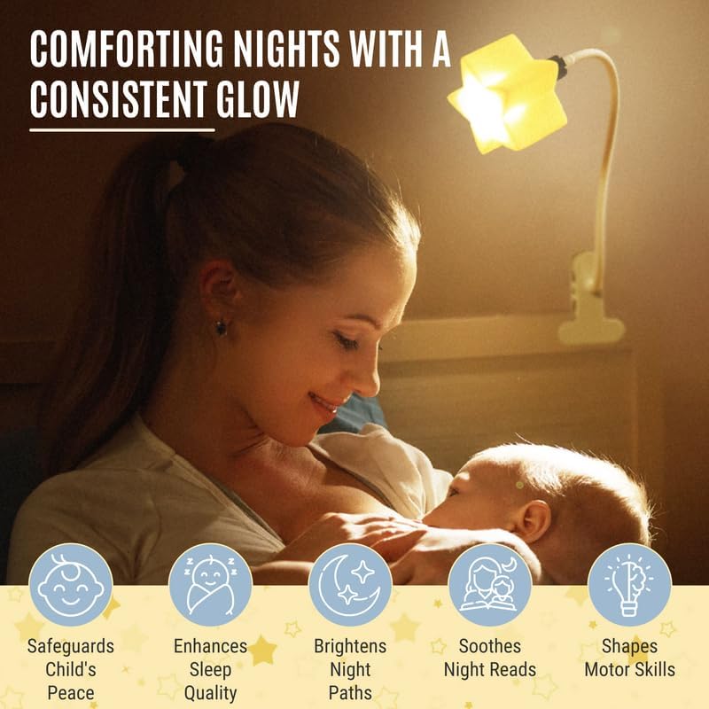 LED Clip On Star Light, Warm & Dimmable Desk Light, Reading Night lamp Newborn Essential for Bedside Bassinet, Nursery Decor, Ideal Baby Gift for Kids Visit The Store
