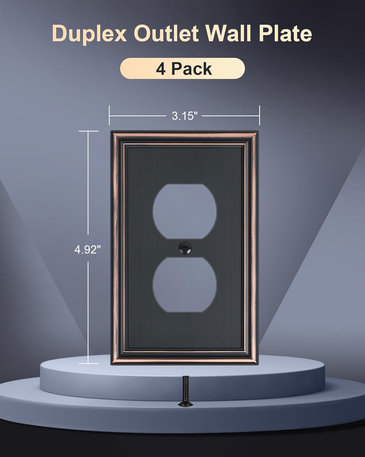 4-Pack Single Duplex Outlet Cover Plate, Decorative Aged Bronze Switch Plates and Outlet Covers, Metal Wall Plates for Electrical Outlets, 1 Gang Receptacle Cover, Corrosion Resistant