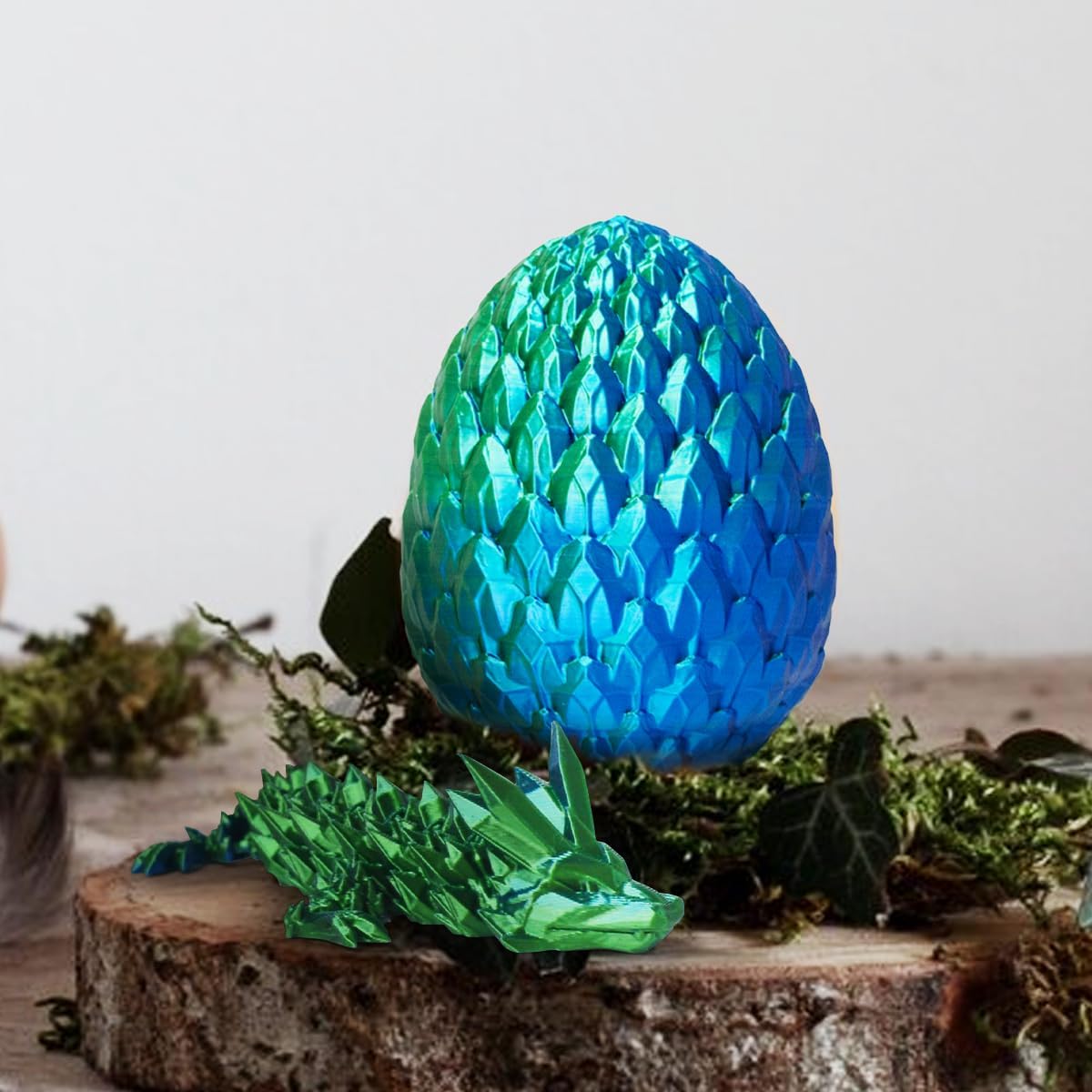 3D prited dragon ,3D Printed Dragon in Egg, Crystal Dragon Fidget Toy for Adult, Home Office Decor Executive Desk Toys， Fidget Toys for Adults and Kids (Blue Green)