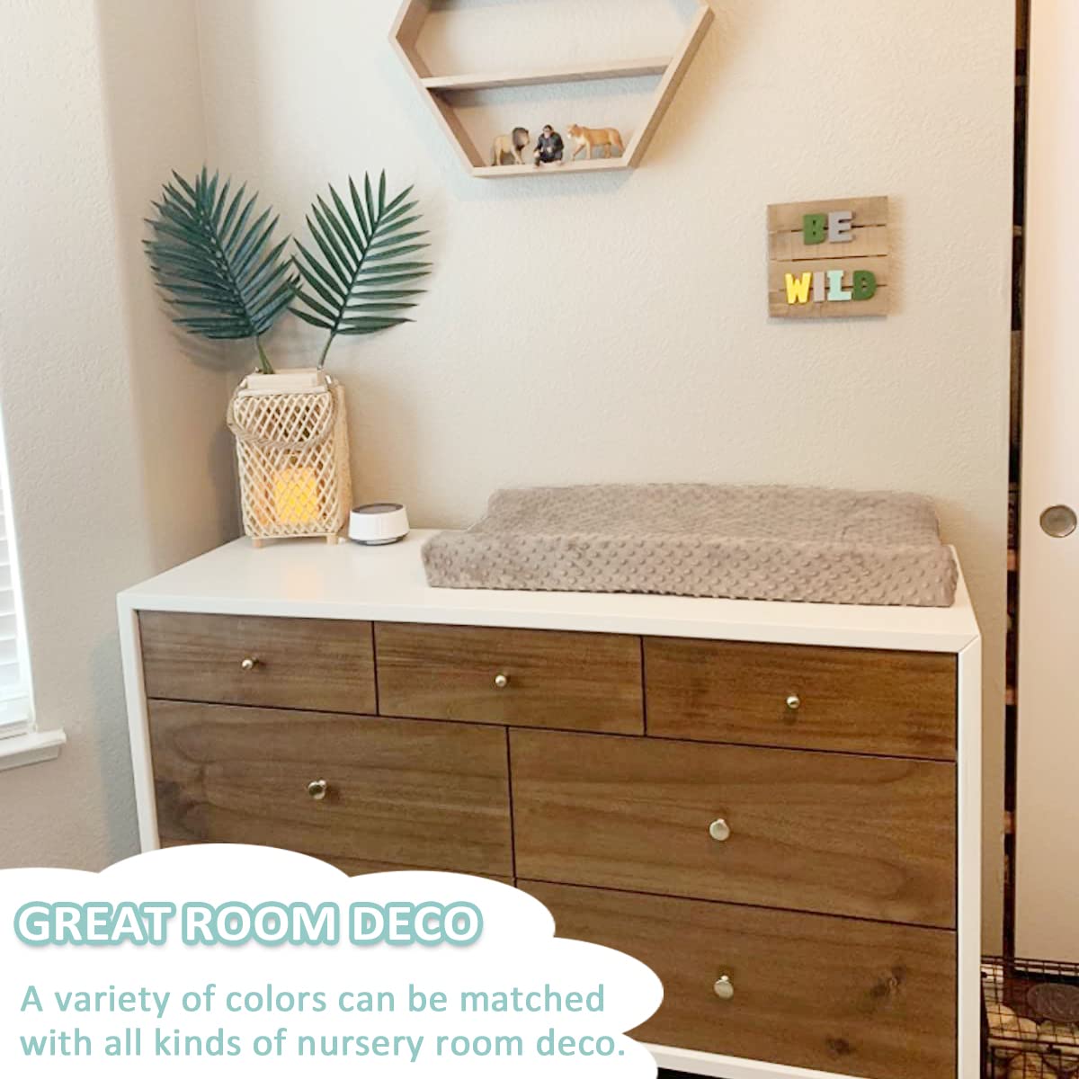 Owlowla Changing Pad Cover, Soft Minky Dots Changing Table Sheets for Baby Boy and Girl 2Pack (Silver Grey&Khaki)