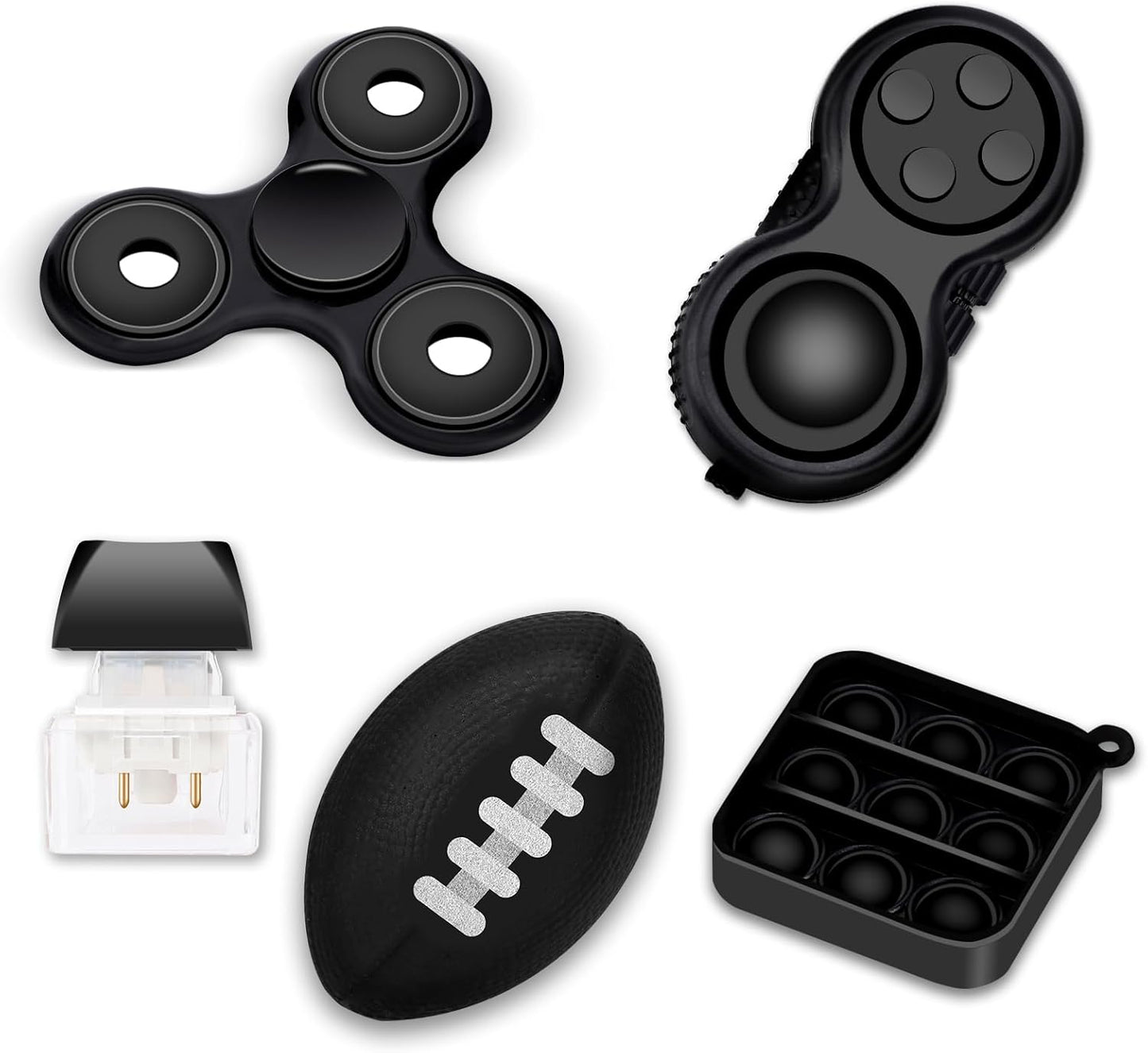 5Pcs Fidget Toys Adults Teens ADHD Autism Toys Adults Office Cool Gadgets Desk Toys Fidgets for Classroom with Spinner Cube Keyboard Christmas Stocking Stuffer Gifts for Men