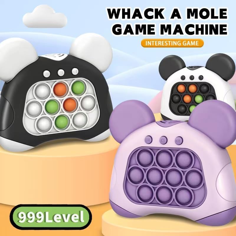 Fast Push Bubble Game for Kids & Adults, Quick Push Pop Toys with Sound & Light, Pop Sensory Fidget Toy for Kids 8-12, Brithday for 5 6 7 8 9 & Up Boys Girls (Bear-Purple)