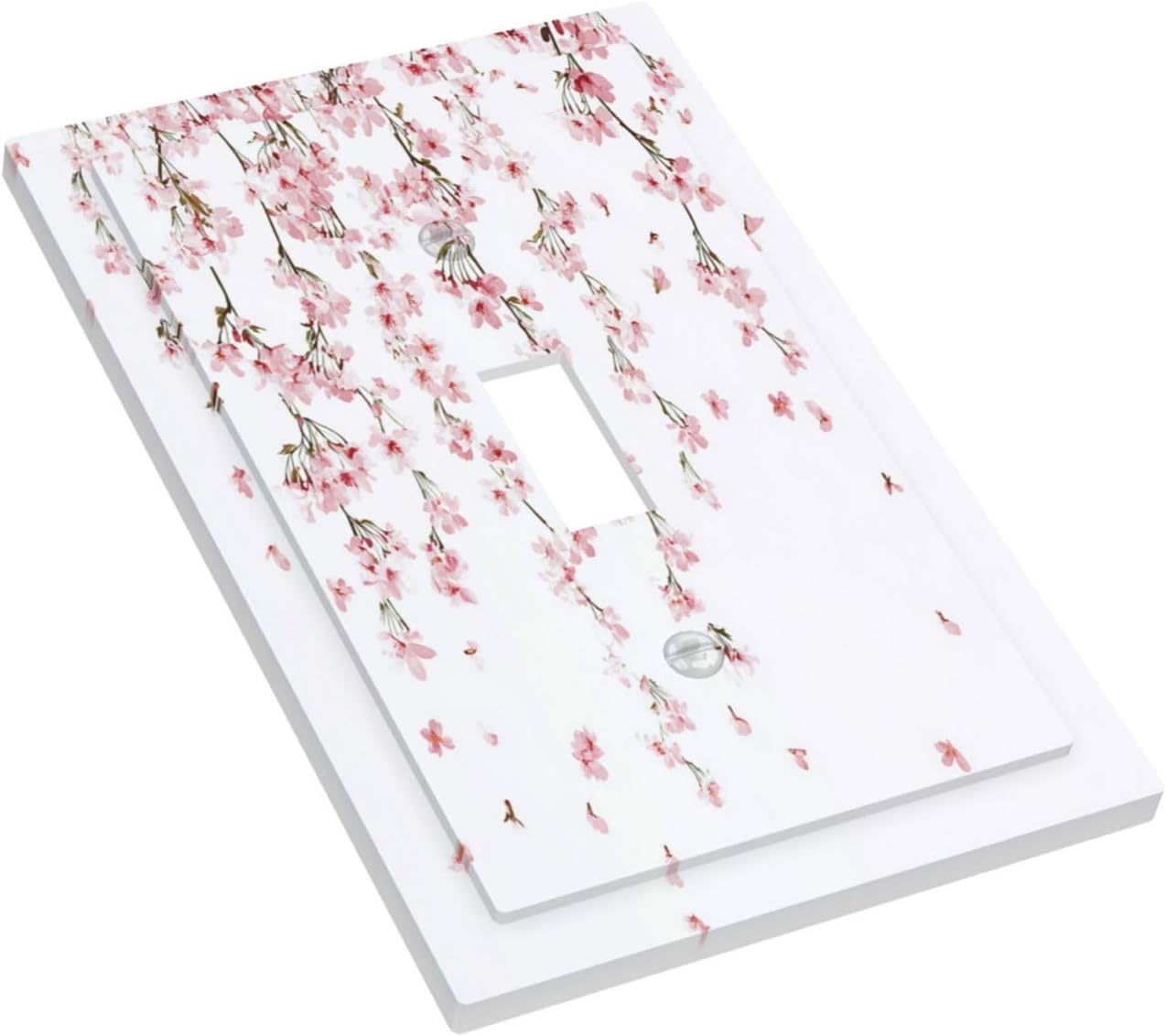 Decorative Light Switch Cover Sakura Plant Floral Pink Flowers 1 Gang Single Toggle Device Electrical Faceplate Switchplates Decorator Outlet Wall Plate For Bed Room Living Room Decor