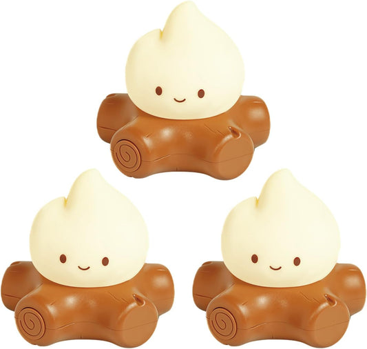 Fake Campfire Lamp, Ambient Lighting, White Noise Soothes The Mood, Portable Rechargeable Night Light, Candlelight Mode Mood Lighting, Bedroom, Desktop, Camping Decor (3Pack)