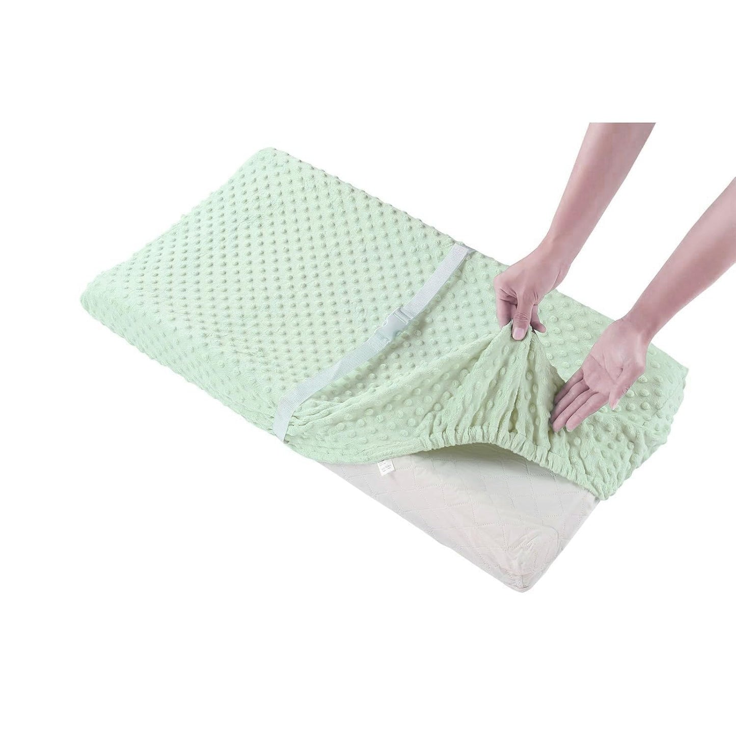 Baby Changing Pad Cover, Super Soft Plush Dot Diaper Changing Table Covers for Baby Girls and Boys, Ultra Comfortable, Safe for Babies, Fit 32"/34'' x 16" Pad (Green)