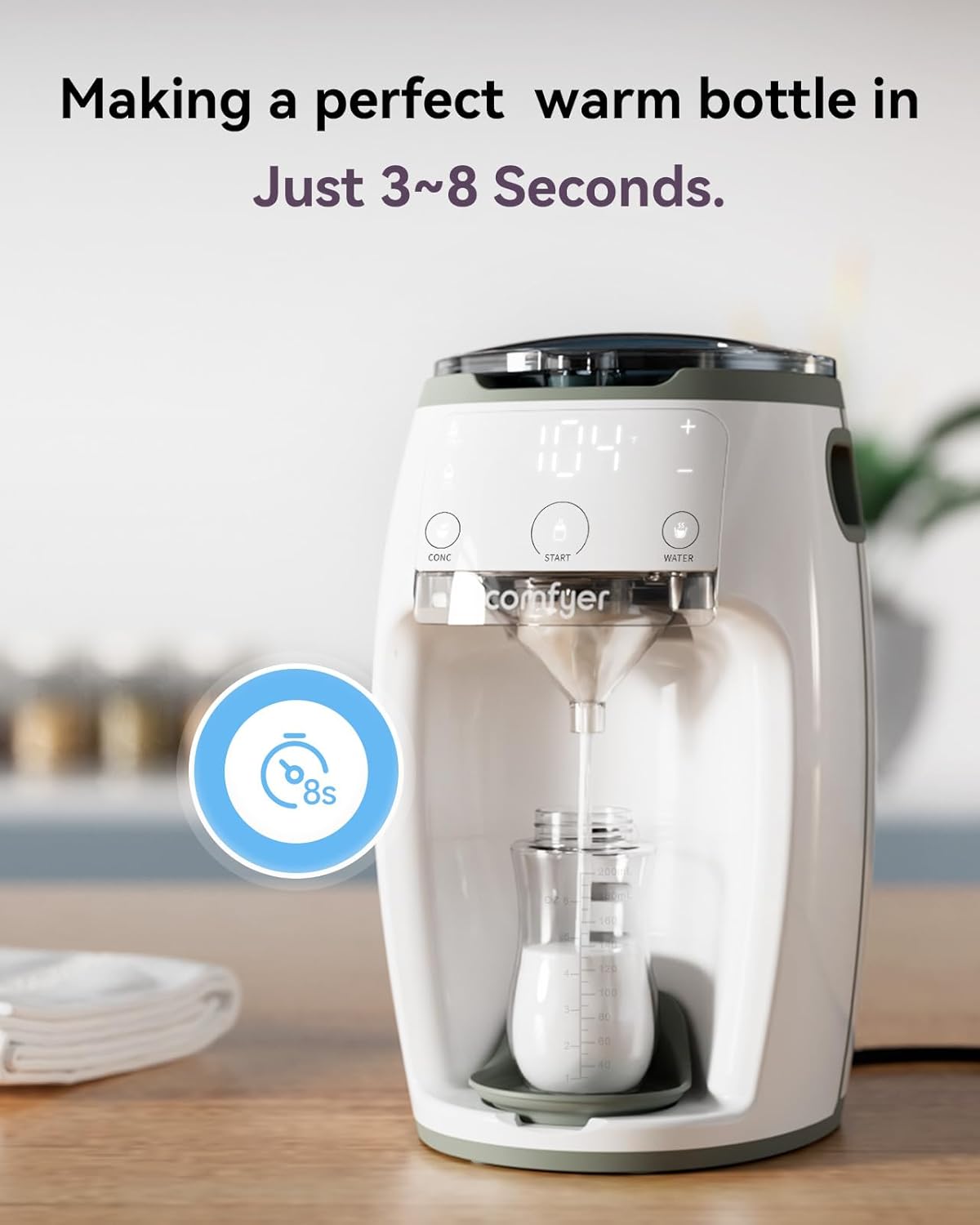 Instant Formula Maker comfyer, Customizable and Automatic Formula Dispenser Machine with Accurate Temperature Control for Baby, Automatic Powder Blending for All Brands of Bottle and Formula, White