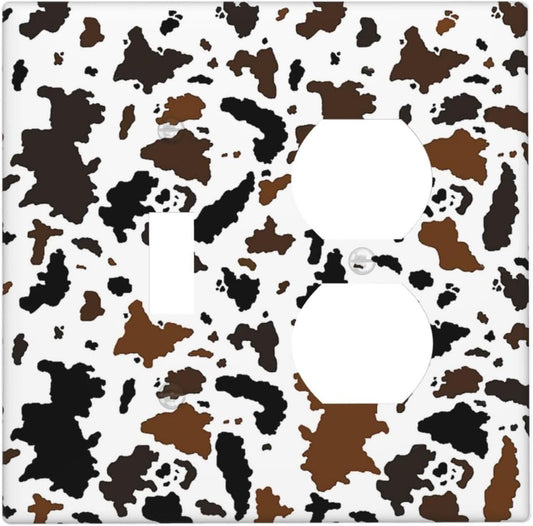 Wallplates Rustic Cowhide Highland Cow Milk Cow 1 Toggle 1 Duplex Switch Plate Electrical Gfci Faceplate Decorative Light Switch Covers For Farmhouse Home Decor