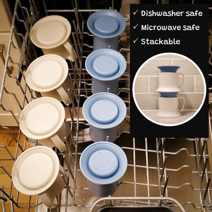 Kids Tumbler and Teacup | 2 Cup Set (6 & 7 Oz) Dishwasher/Microwave Safe 3.5" x 4" | 2 Wide Base Toddler Cups Polypropylene Plastic | Open Sippy Cup for 6+ Month Old (lavender, stone)