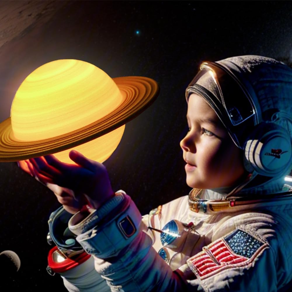 YDSIII Saturn Lamp 5.12 inch Moon Lamp Galaxy Lamp 16 Colors LED 3D Moon Light USB Rechargeable Remote&Touch Control Nursery Room Decor Birthday Gift for Girls&Boys&Women