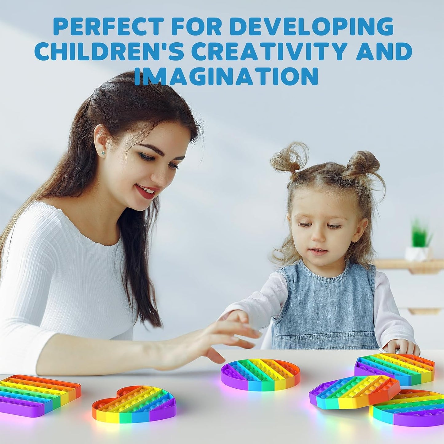 12 Pack Fidget Toys,Push Pop Fidget Sensory Toys Set,Stress Relief Gifts for Kids & Adults,Pop Bulk & Party Favors Toddler Toys,, Party Supplies,Classroom Prizes