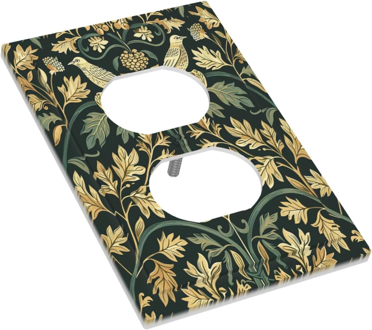 Outlet Covers William Morris Vintage Botanical Birds Golden Green Leaves 1 Gang Duplex Wall Plate Decorative Switch Plates Electrical Receptacle Faceplate Light Switch Cover for Bedroom