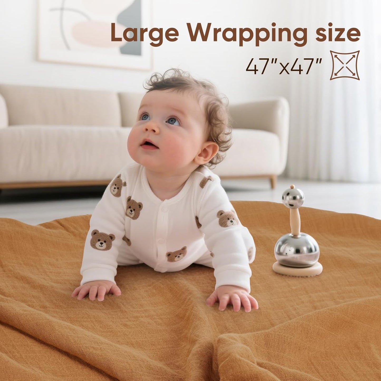 Muslin Swaddle Blankets, Nursery Receiving Blanket for Newborn, Baby Swaddle Wrap Soft Silky & Breathable, 3 Packs, 47 X 47In (Pink & Blue 3 Pieces)