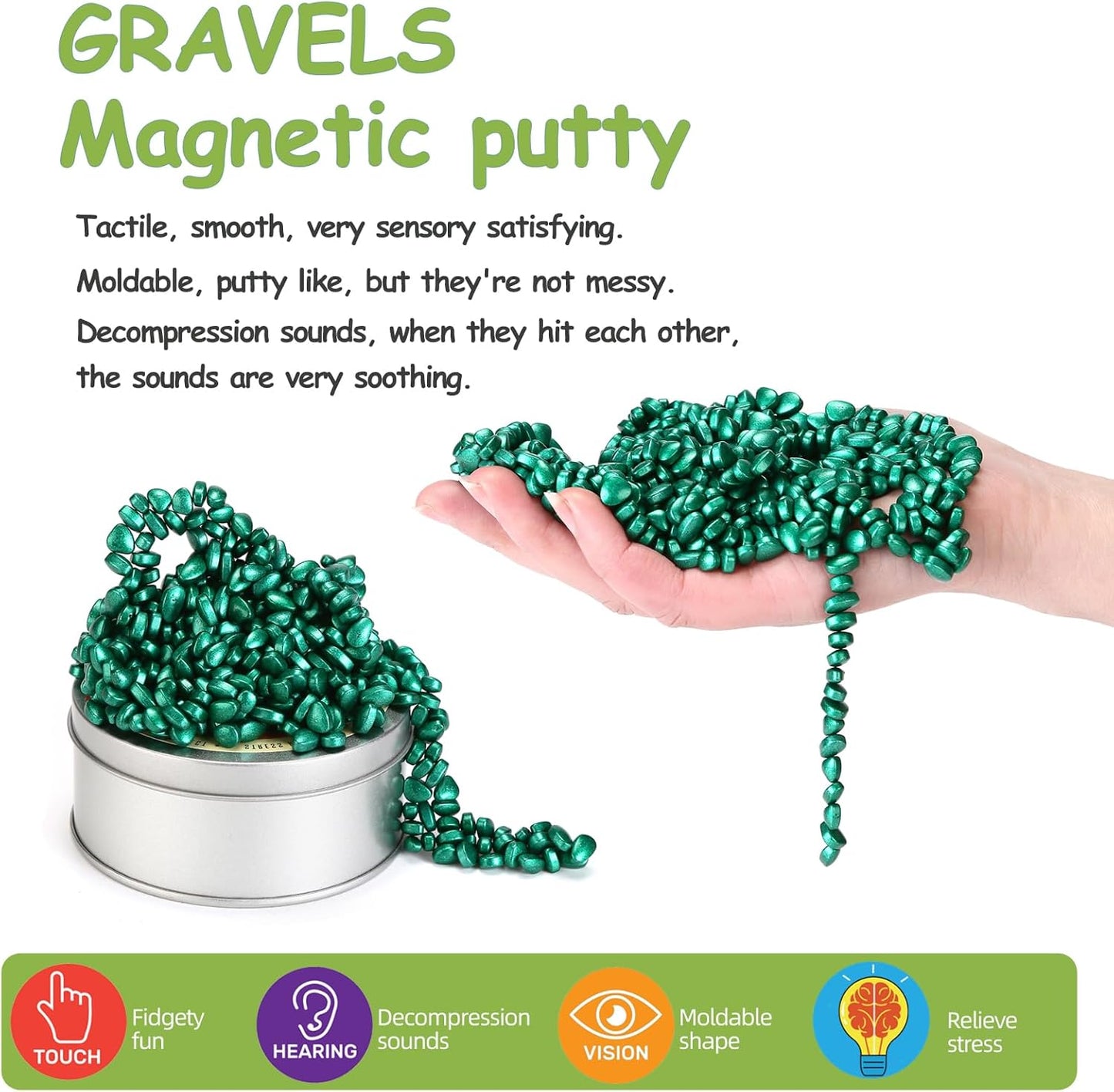 550pcs Green Magnet Balls Desk Toys for Adults, Ferrite Crags Magnetic Putty Desk Fidget Toys for Office