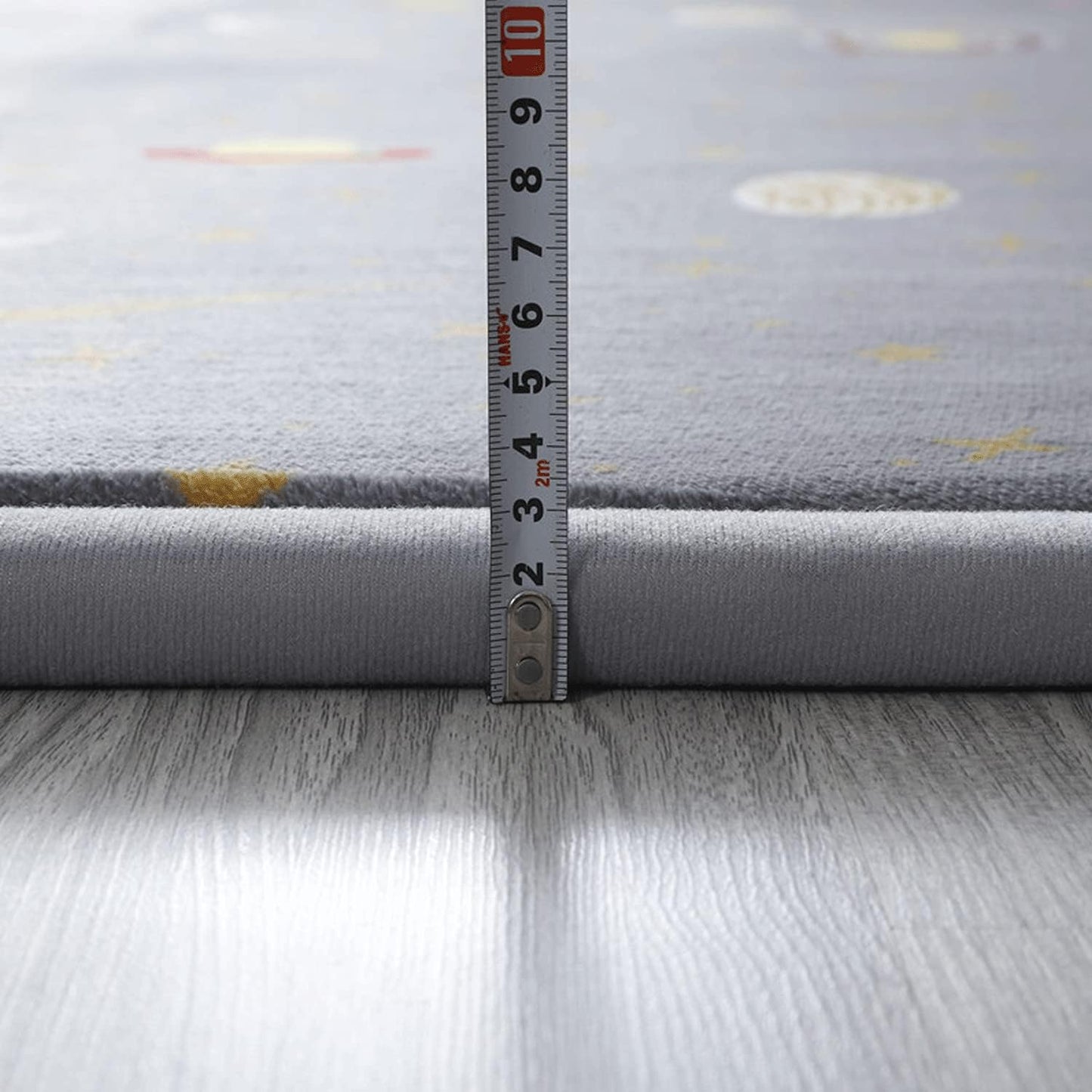 Loartee Coral Velvet Area Rug - 1" Thick Memory Foam Baby Play Mat, Washable Toddler Carpet, Home Decor for Living Room, Nursery, Kids Bedroom, Astral Gray, 6'7"x6'7"