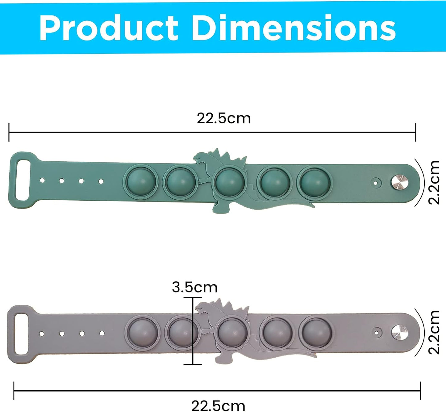 fidgets for Classroom, 2pcs Quiet Silent pop Wristband Watch, Autism Sensory Products, Stress Toys, Silent ADHD Toys for Adults Kids Toddlers