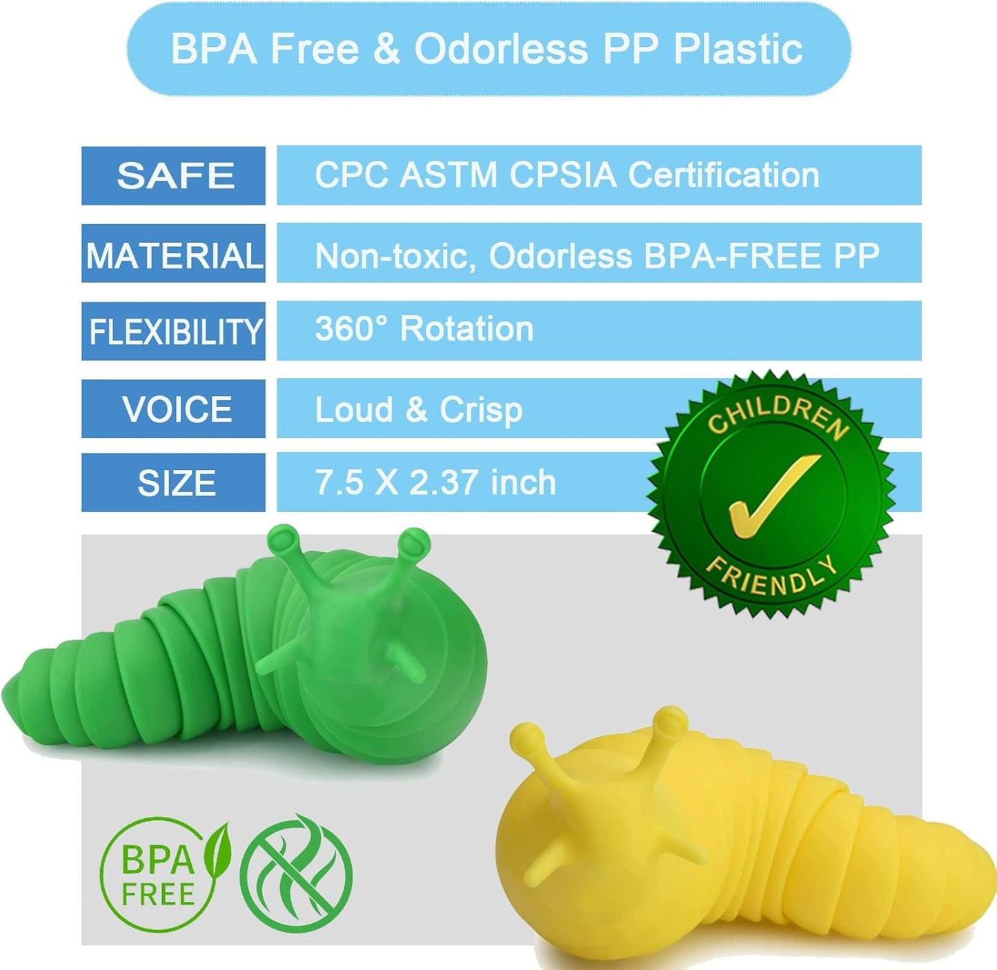 IFiwin Fidget Slug, Sensory Slug Fidget Toys for Autistic Kids & Adults, Autism Sensory Toys, Stress Toys, Toddler Toys, Stress Relief Party Favors Toy Birthday Gifts for Adults & Kids Ages 3+