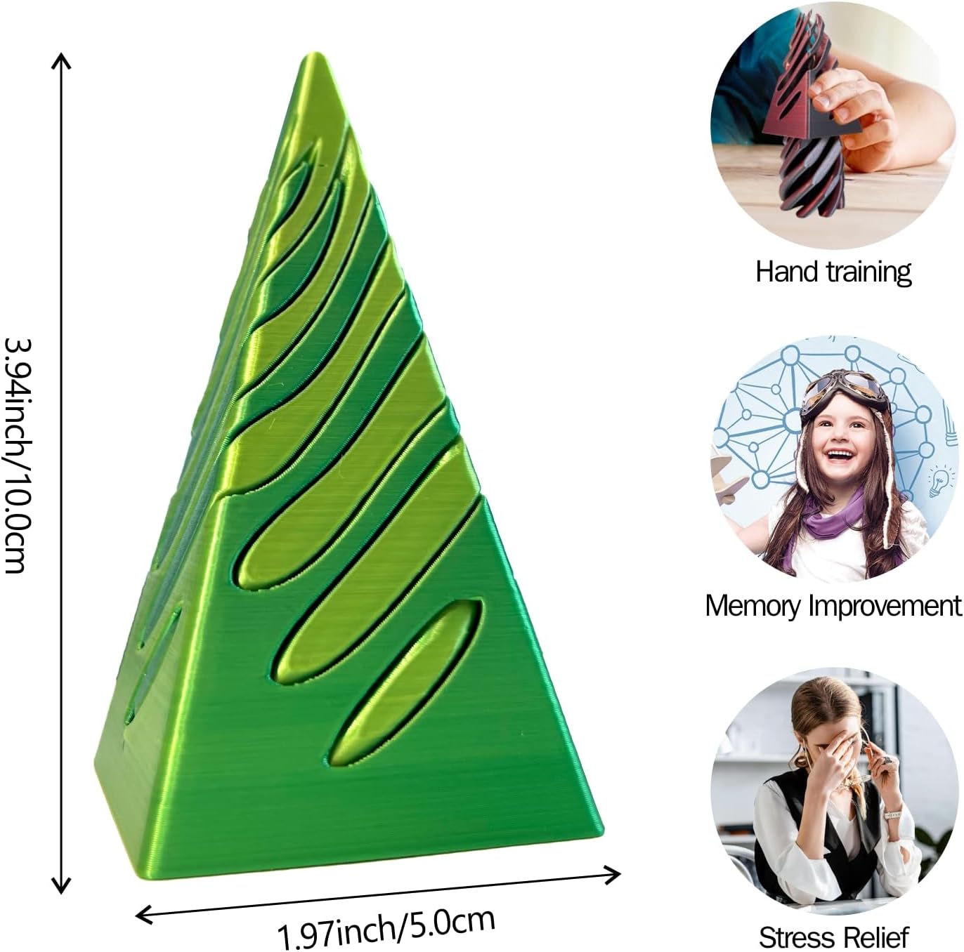 Impossible Pyramid Passthrough Sculpture-3D Printed Spiral Cone Fidget Toy, Pass Through Pyramid Fidget Toy, Vortex Thread Illusion Desk Toy for Adult, 4inch Helix Screw Fidget Toy for Stress Relief