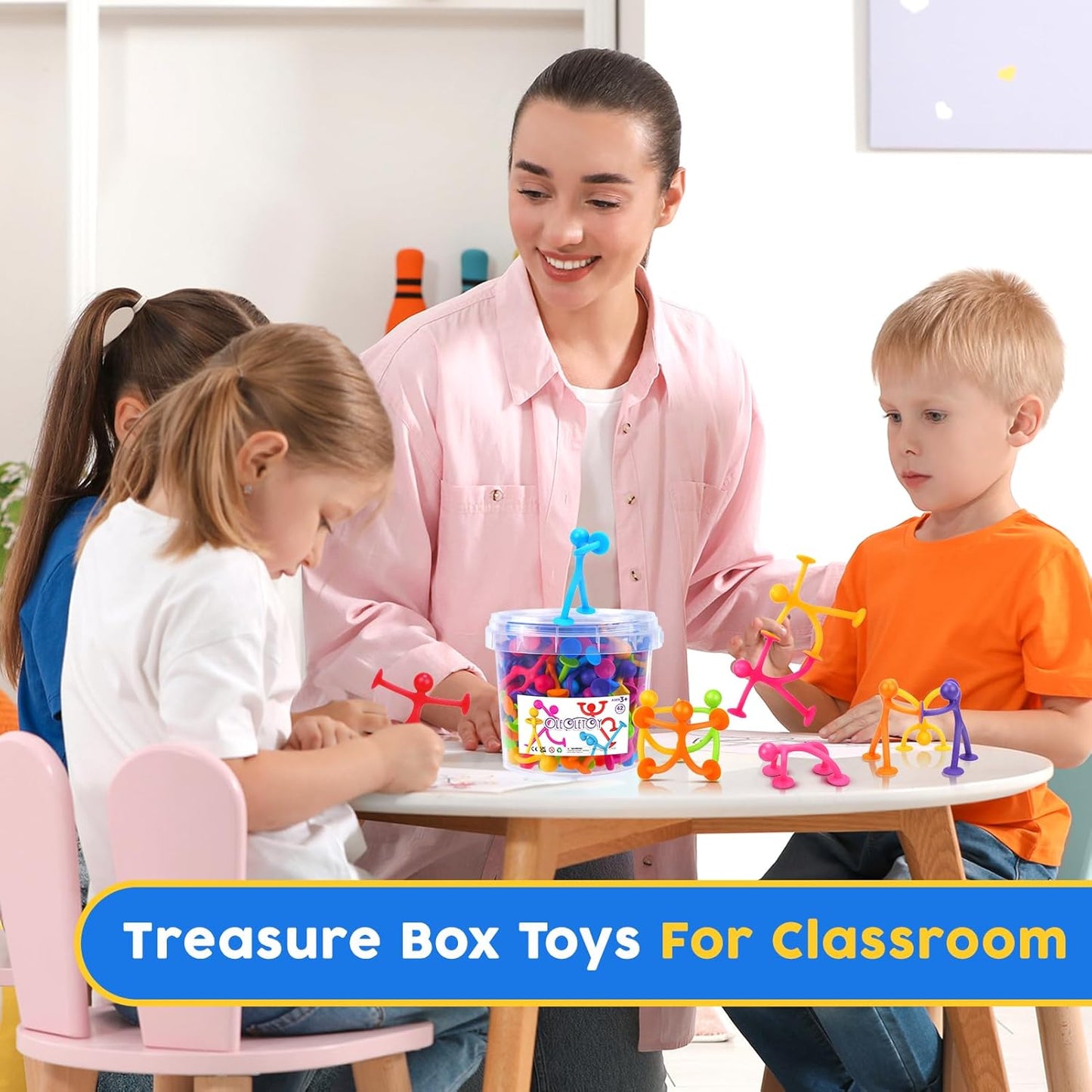 OleOletOy Suction Fidget Toys for Kids: 42 Pack Suction Cup People Toys - Sensory Tools for Special Needs Autism ADHD Calming - Travel Toys Road Trip Activities