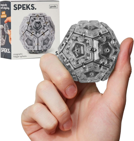Speks Geode Sphere Magnetic Fidget Toy for Adults | Quiet Adult Sensory Toy for Stress Relief & Anxiety, Office Desk ADHD Tool, Stocking Stuffer & Top Gadget Gift Idea | Slate, 12-Piece Set