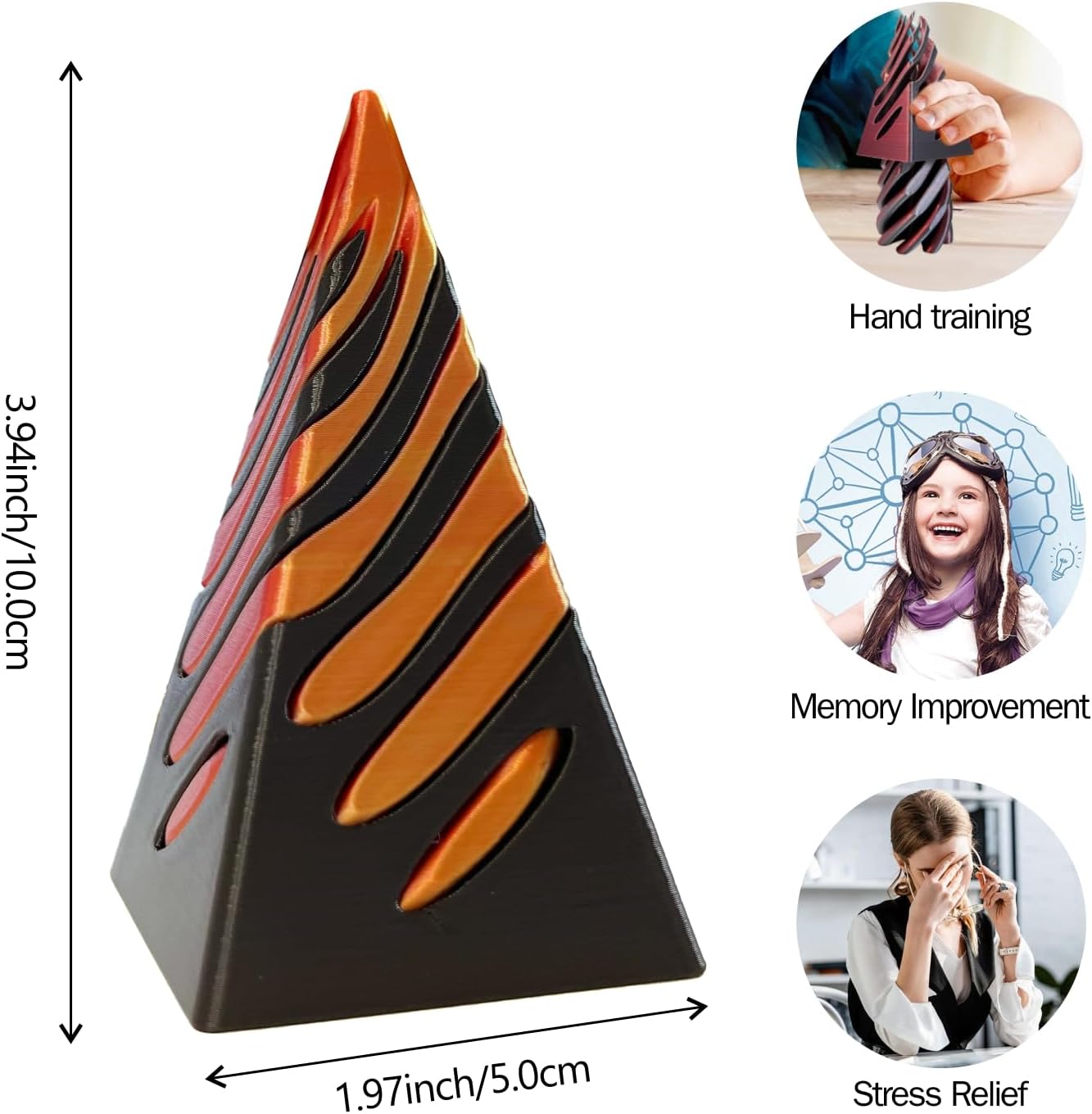 Impossible Cone-3D Printed Spiral Cone Fidget Toy, Pass Through Pyramid Fidget Toy, Impossible Pyramid Passthrough Sculpture Desk Toy for Adult, 4inch Helix Screw Fidget Toy for Stress Relief