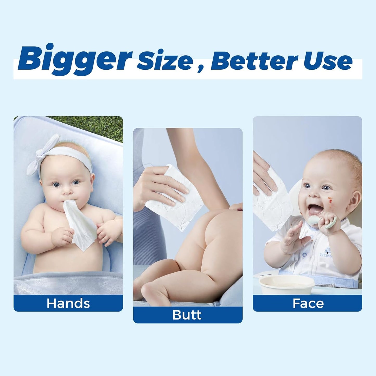 Hypoallergenic Baby Wipes, Pure Water Natural Wipes for Sensitive Skin, Unscented Baby Wipes for Face Hands & Bottom, 512 Count (8 Packs of 64)