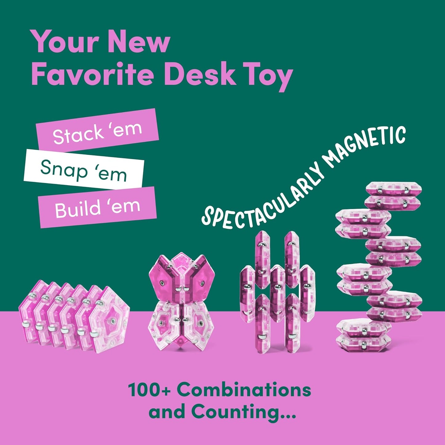 Speks Geode Sphere Magnetic Fidget Toy for Adults | Quiet Adult Sensory Toy for Stress Relief & Anxiety, Office Desk Toy & Top Gadget Gift Idea | Rose, 12-Piece Set