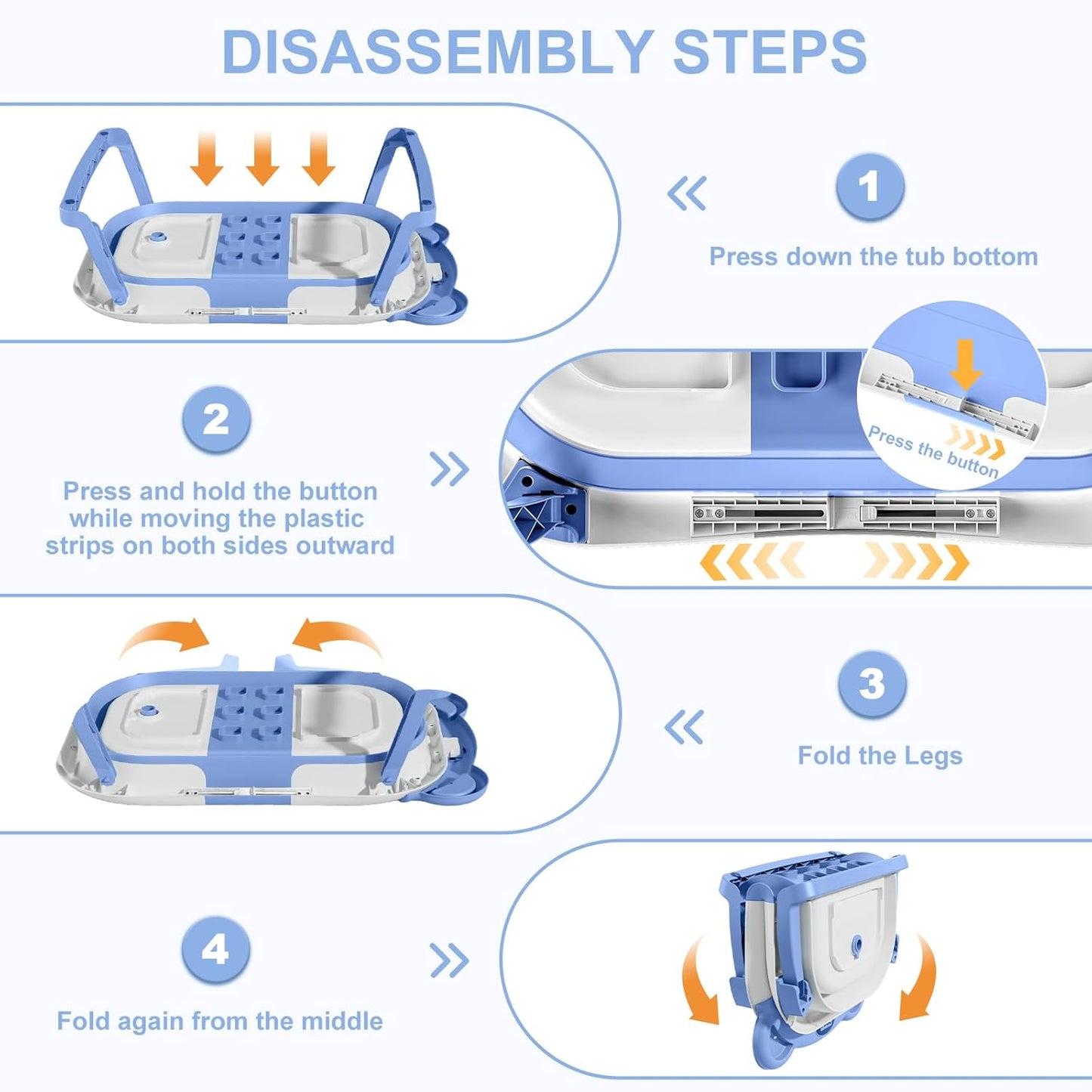 MoreFeel Collapsible Baby Bathtub for Newborn with Thermometer & 1 Hooded Towel & 1 Soft Floating Cushion,Portable Travel Bathtub with Drain Hole, Durable Foldable Baby Tubs for Infants to Toddler