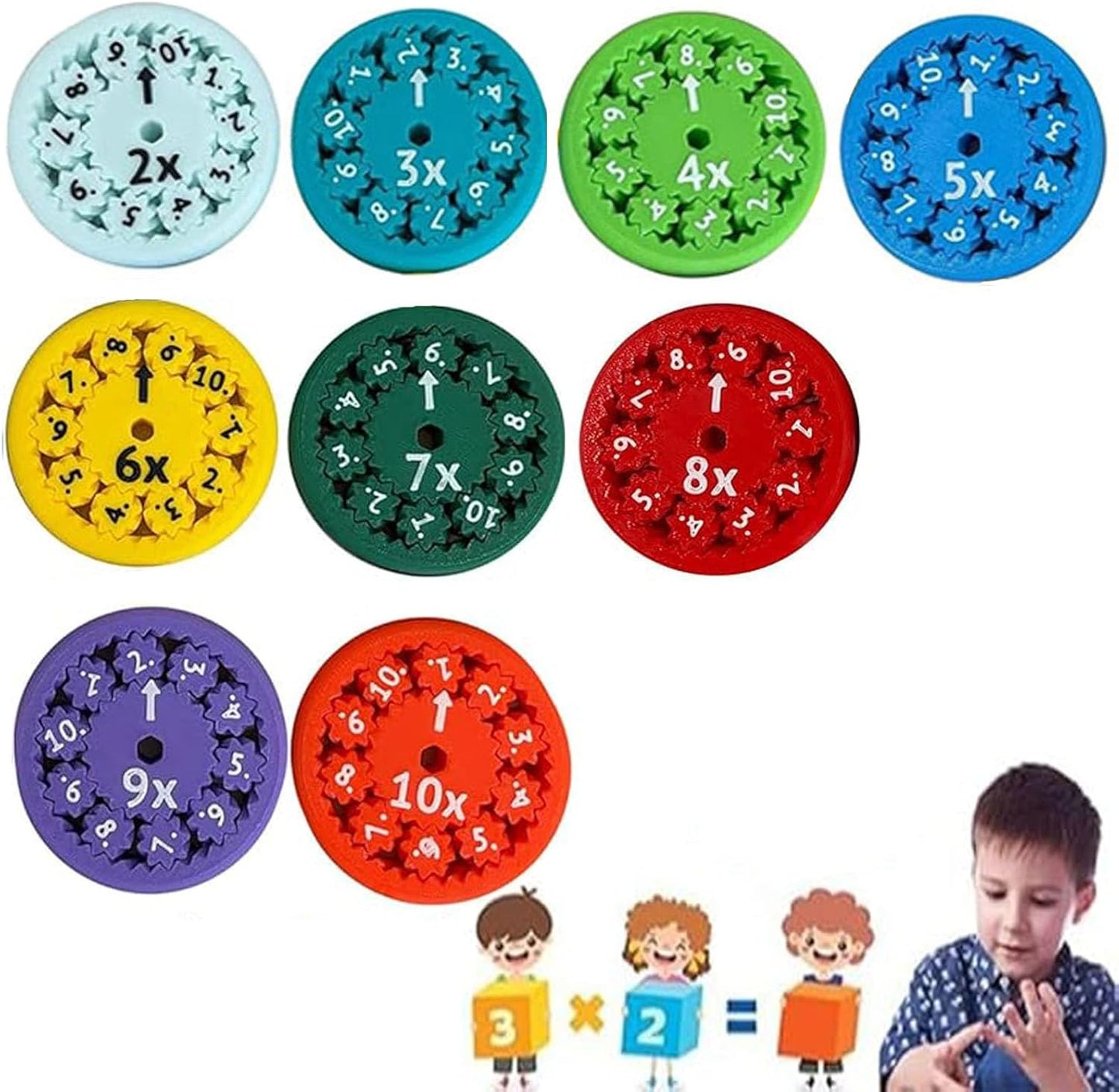 Math Fidget Spinners, Cool Math Fidget Spinners Toys, Funny Number Fidget Toy Learning Game, Multiplication Chat Game Fidget Toys for Adults Kids (MUL 9Pcs)