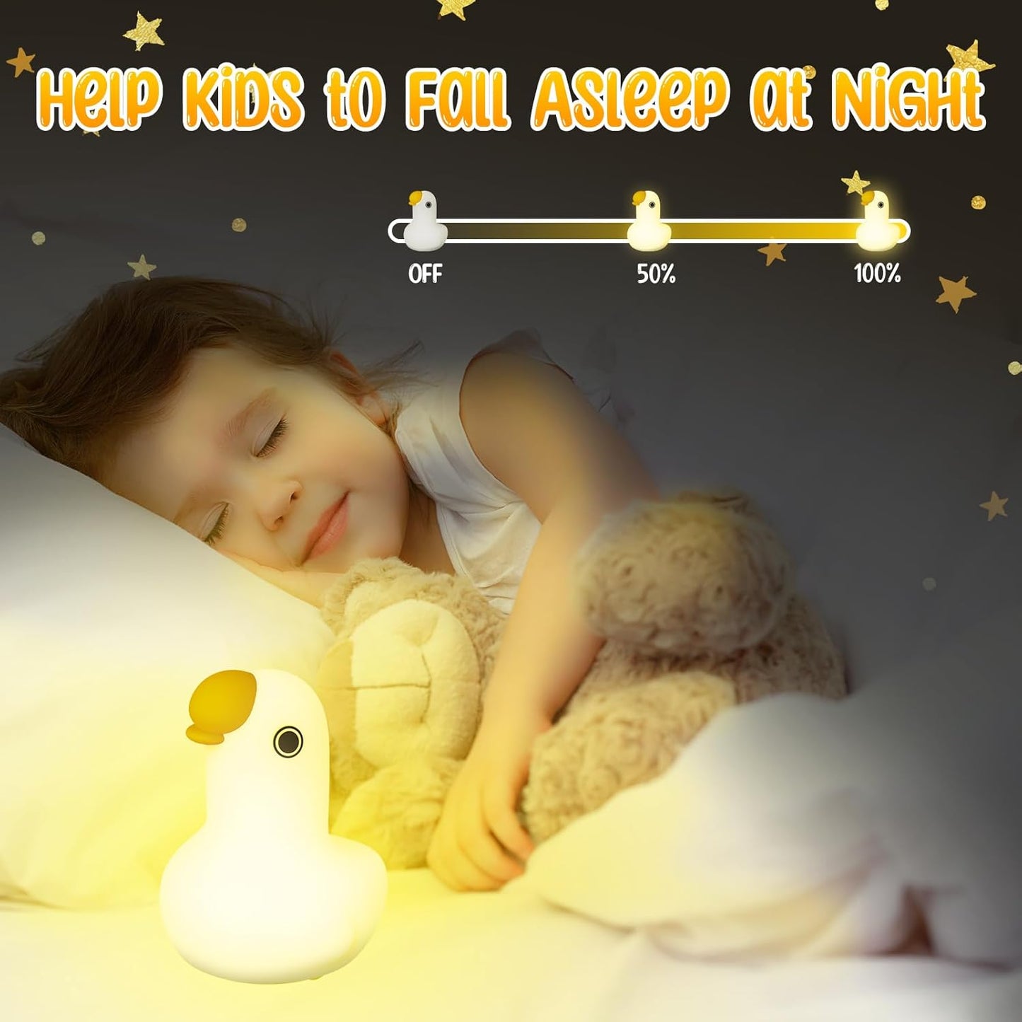 Cute Night Light for Kids Silicone Animal Goose Night Lamp Touch Sensor Rechargeable Nursery Night Lights for Baby Room Decor Gifts for Boys and Girls