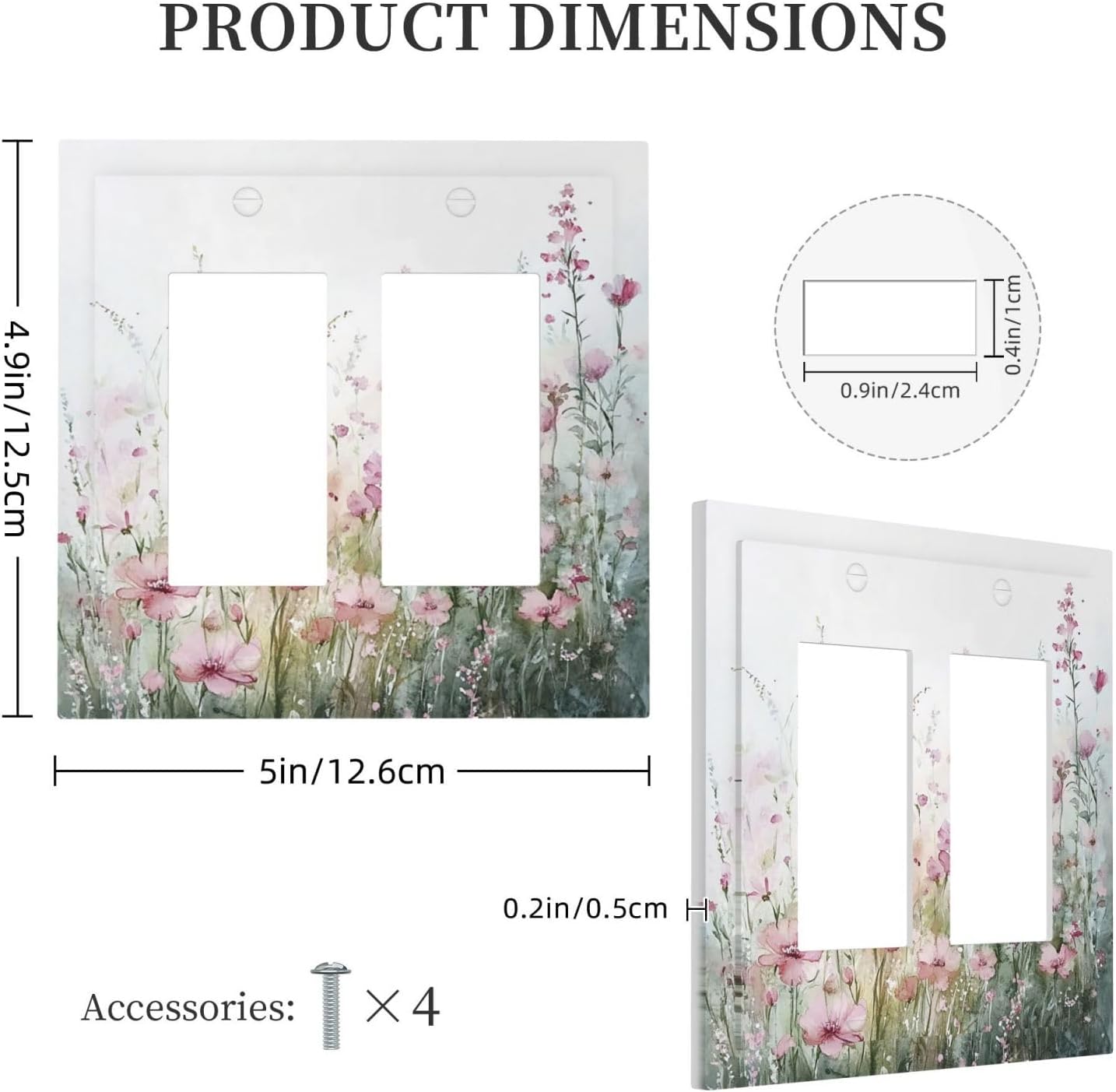 Decorative Outlet Covers Wildflower Botanical Watercolor Floral 2 Gang Double Gfci Rocker Electrical Wall Panels Light Switch Cover Plate For Bed Room Living Room Decor
