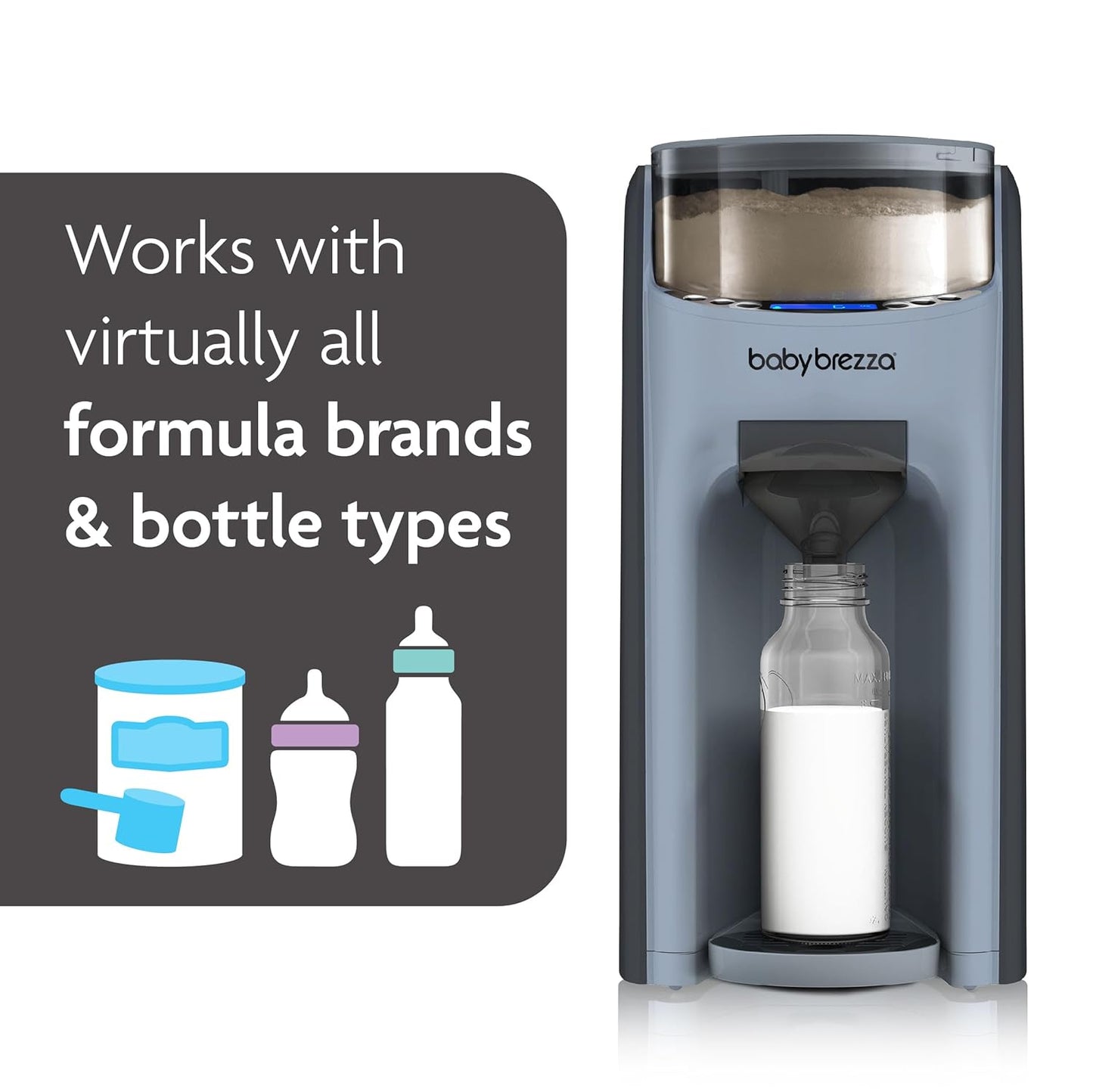 Baby Brezza New and Improved Formula Pro Advanced Formula Dispenser Machine - Automatically Mix a Warm Formula Bottle Instantly - Easily Make Bottle with Automatic Powder Blending, Slate