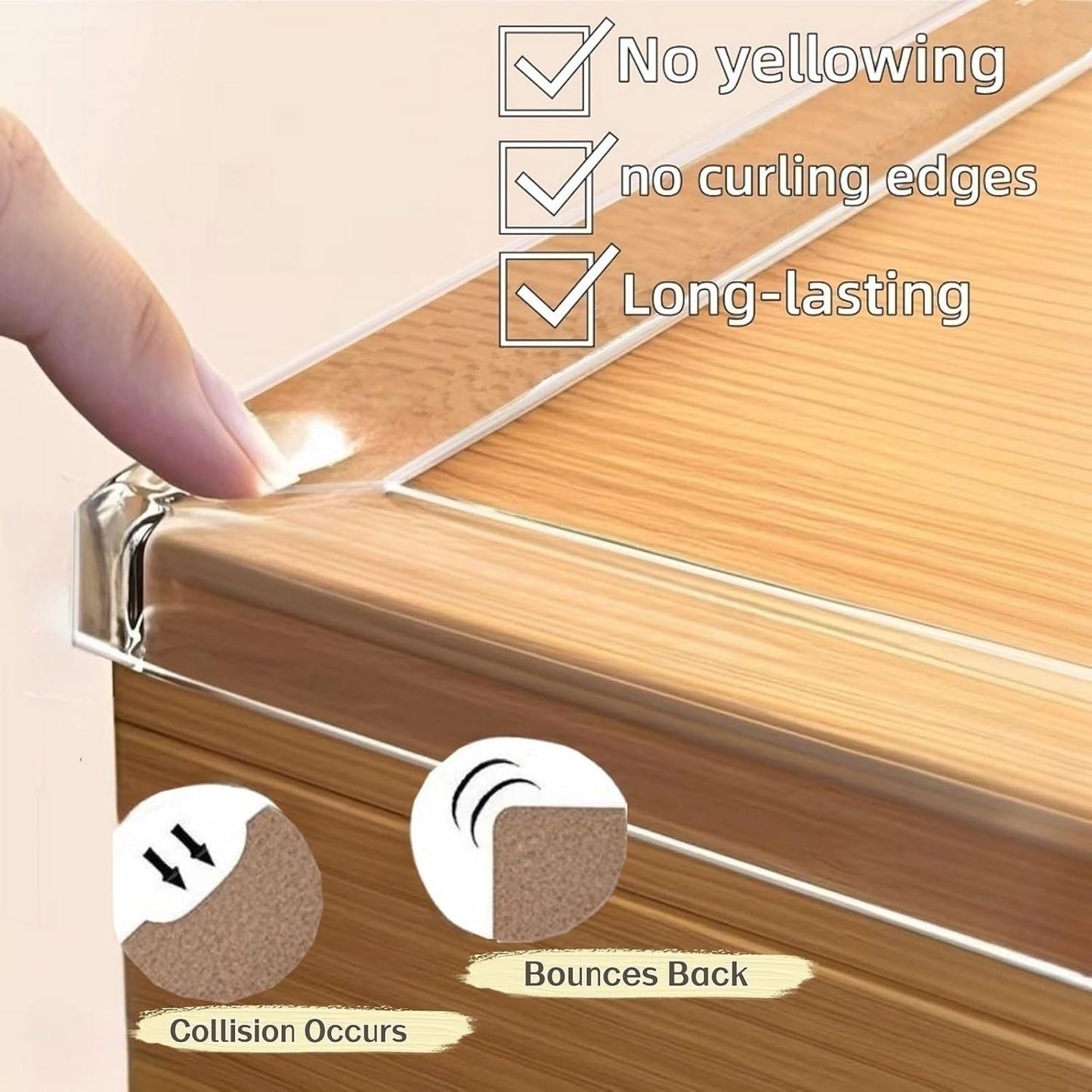 Clear Self Adhesive Edge,1.18in Width x118.2in Length,(3cmx3m) Self-Adhesive Table Edge Guard,Sharp Edge Wrap Cover Tape，Furniture Corner Protectors (thk: 2mm)