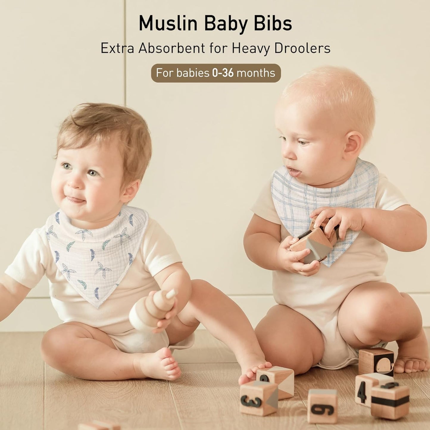 Muslin Baby Bibs 8 Pack, Baby Bandana Drool Bib for Drooling and Teething, Cotton Soft Absorbent for Girls Boys