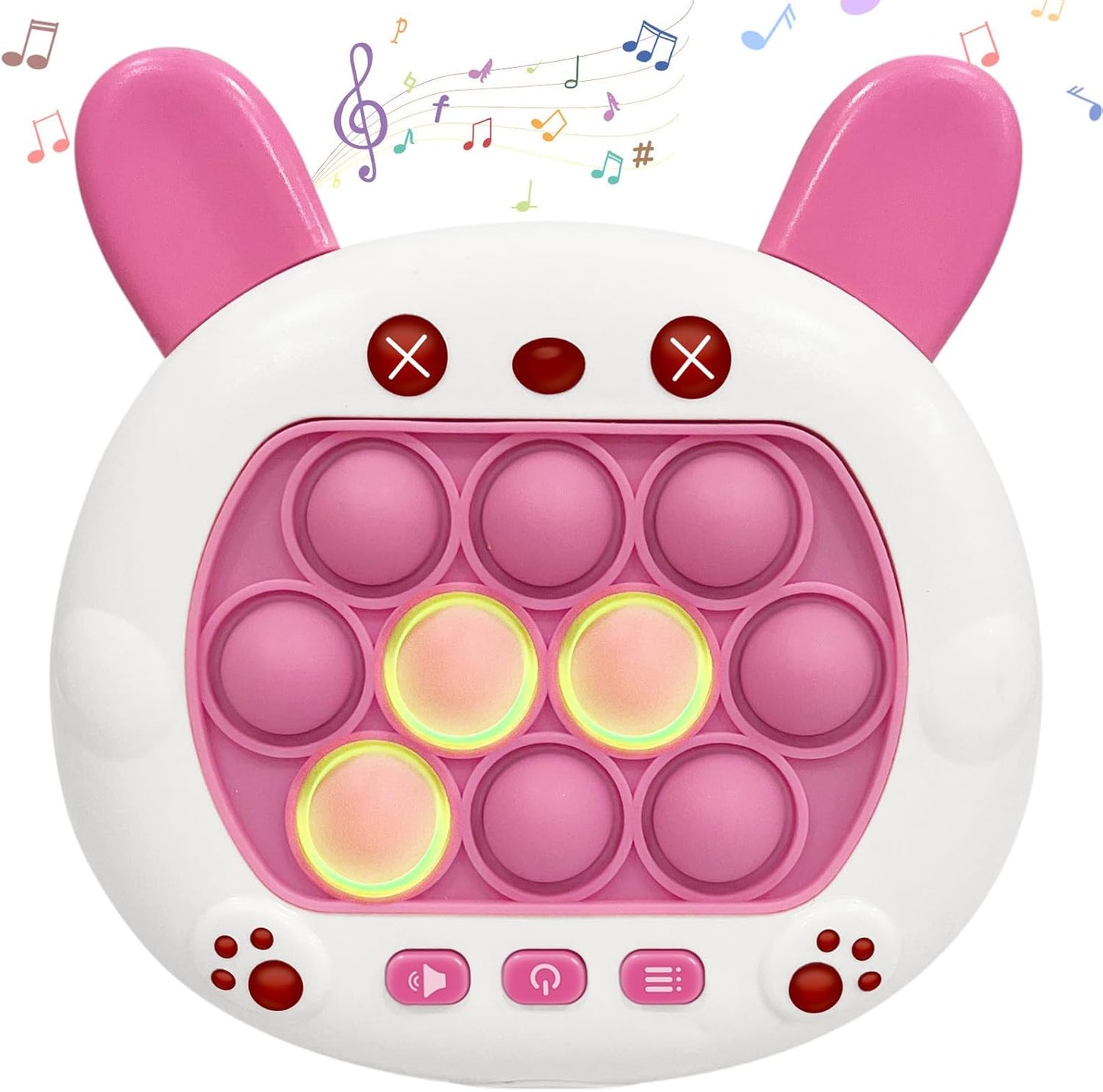 Pop Quick Push Game Console Fidget Toys Light Up Handheld Puzzle Press Popping Toy for Kids Adult Cute Rabbit