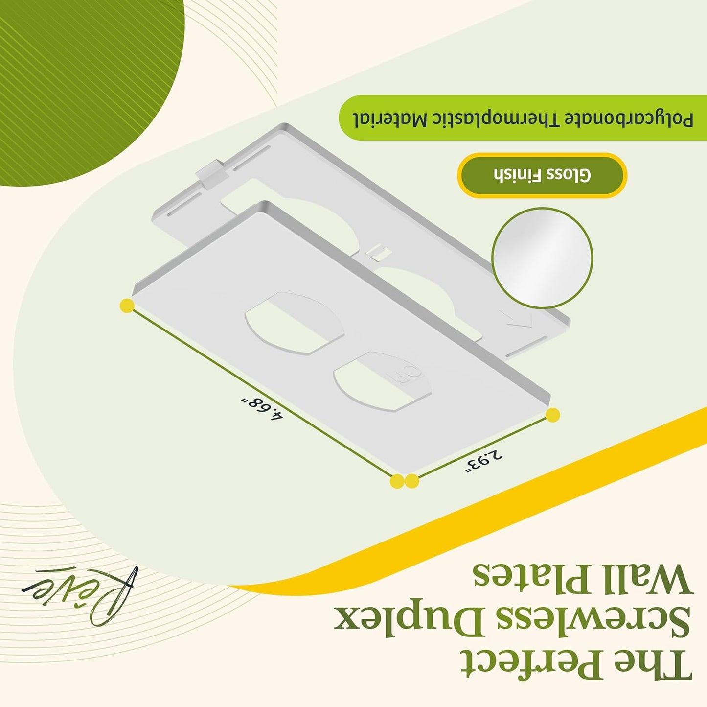 TG Screwless Duplex Wall Plate Covers, Child Safe Receptacle Outlet Covers, Size 1-Gang 4.68"x 2.93",Unbreakable Polycarbonate Thermoplastic,SP-S1-W-20PCS,Glossy, White, 20 Pack