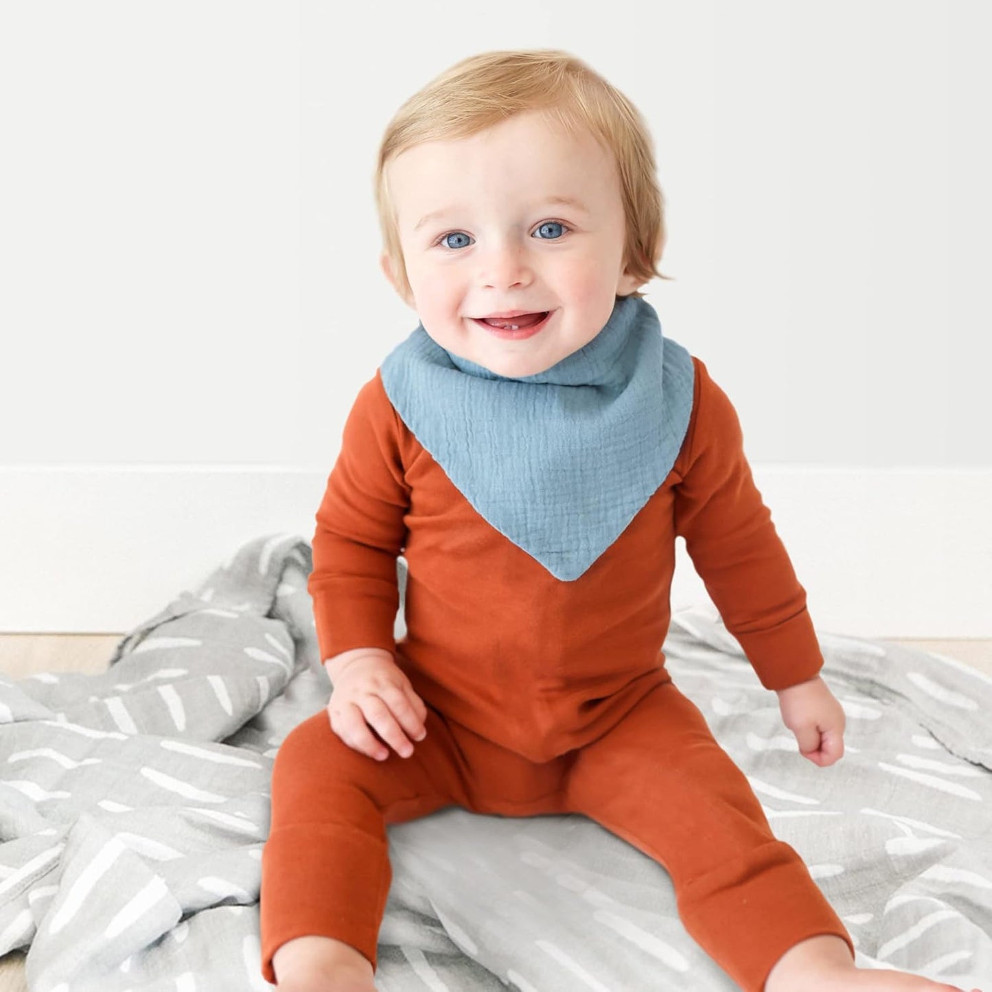 Konssy 8-Pack Muslin Baby Bibs, Absorbent Bandana Drool, 100% Cotton Unisex Baby Bibs for Teething and Drooling