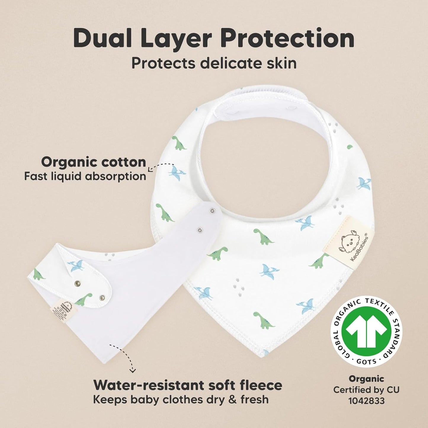 8-Pack Organic Baby Bandana Bibs for Boys, Girls - Super Absorbent Triangle Baby Bibs for Drooling and Teething Infant, 100% Cotton Extra Soft for Newborn, Infant 0-36 Months (Roarsome)